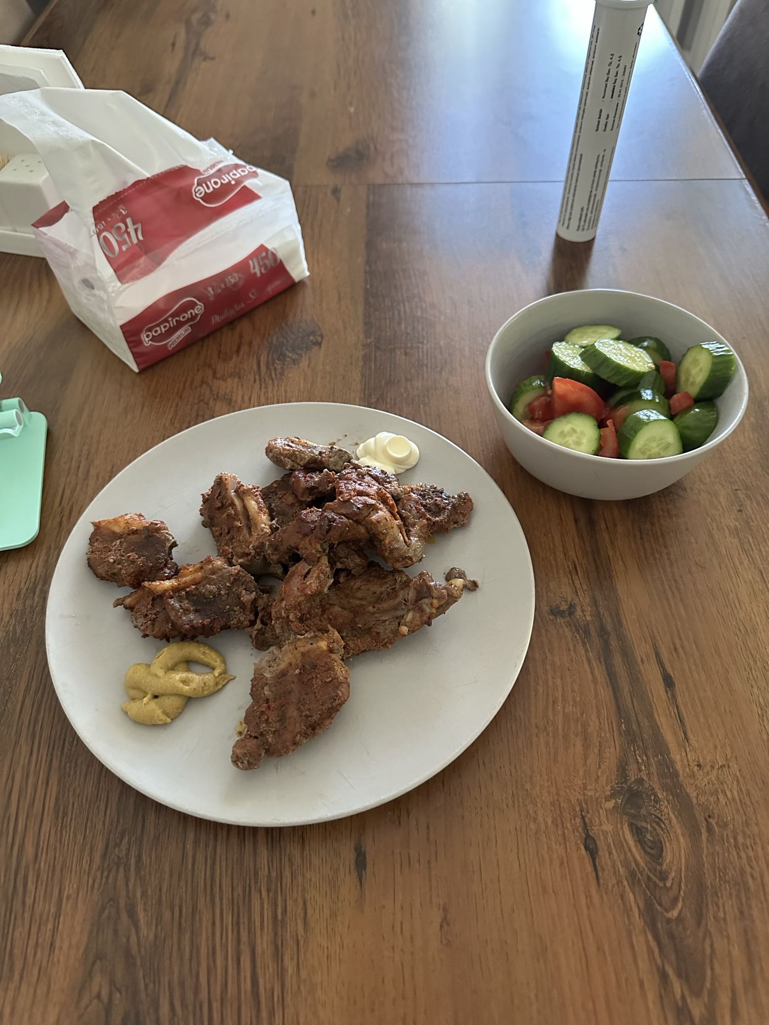 Grilled meat with salad