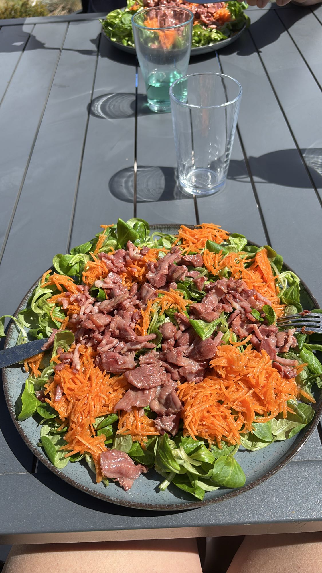Salade viande et carottes