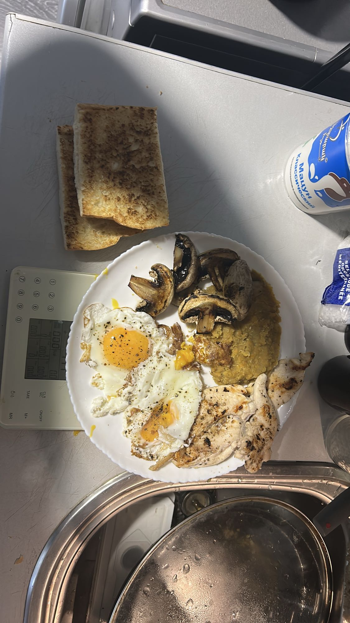 Eggs Chicken Toast Meal