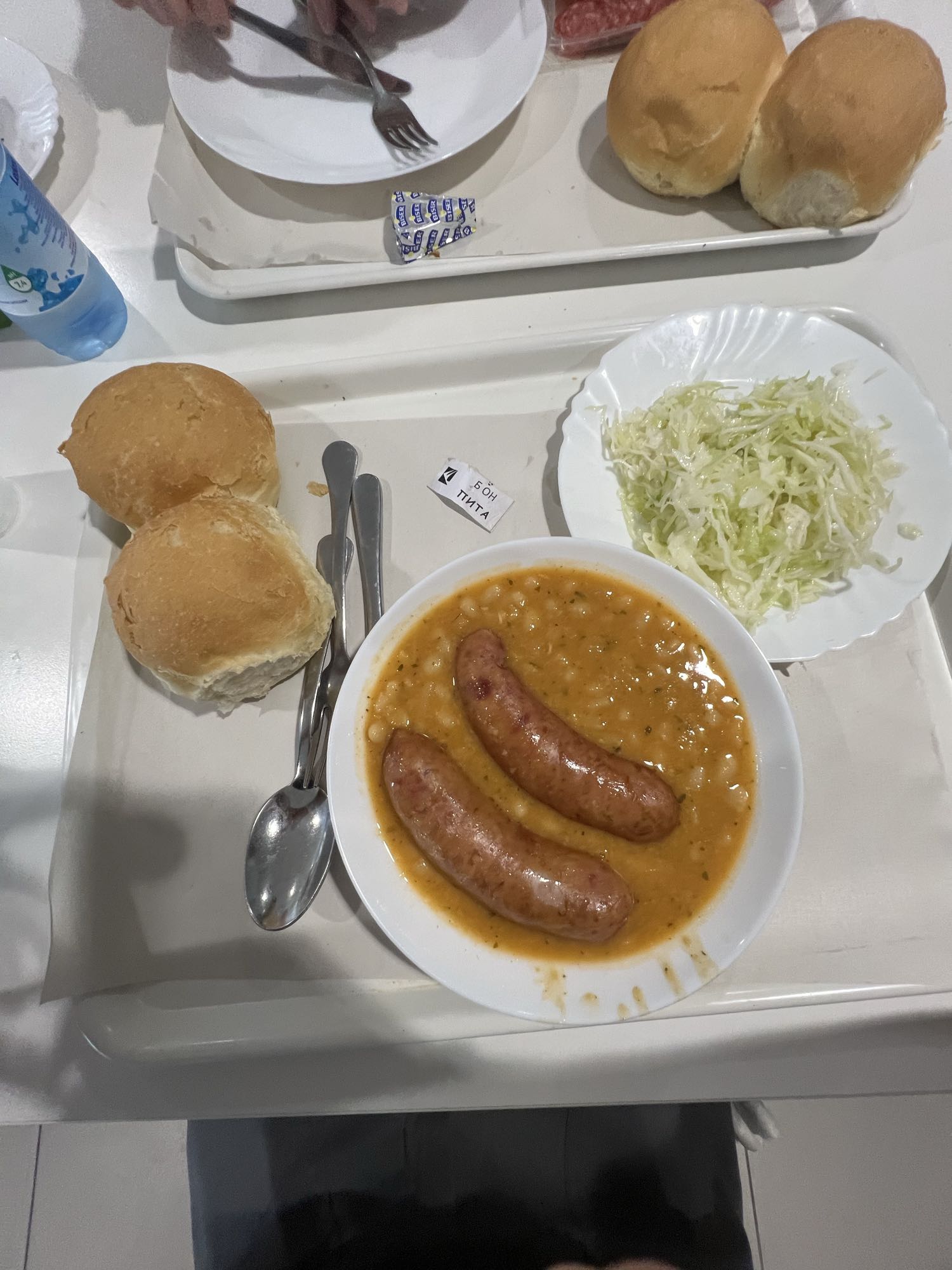 Sausage with beans and bread