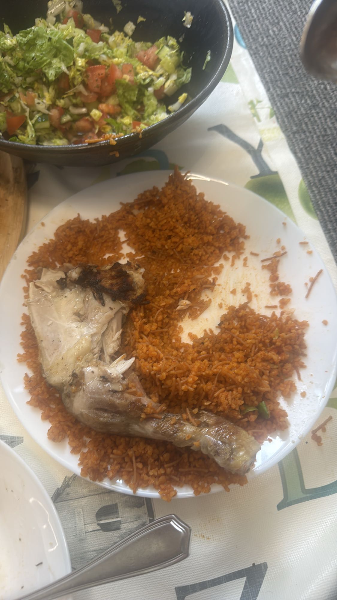 دجاج مع أرز وسلطة