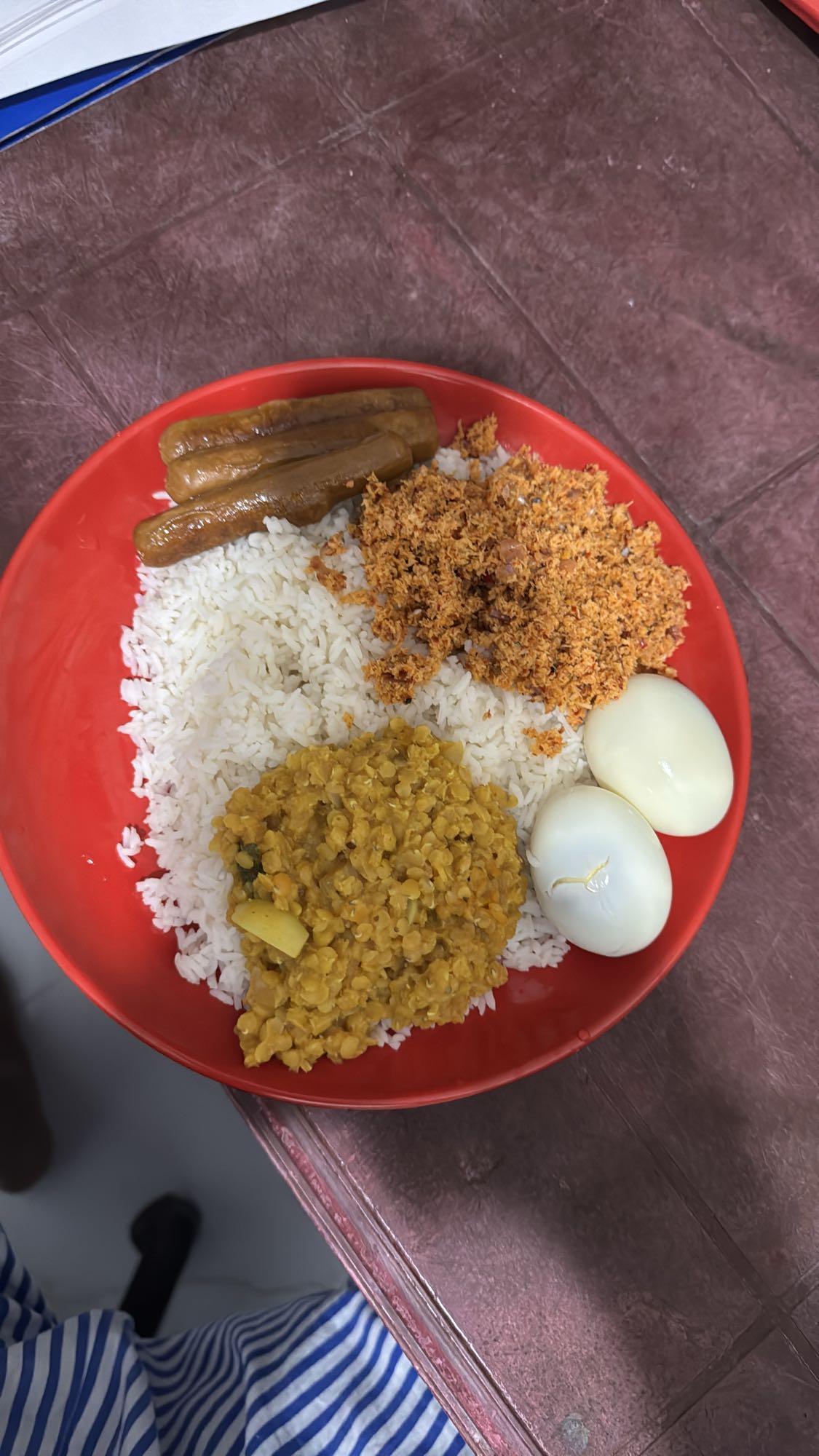 Rice with dhal and eggs