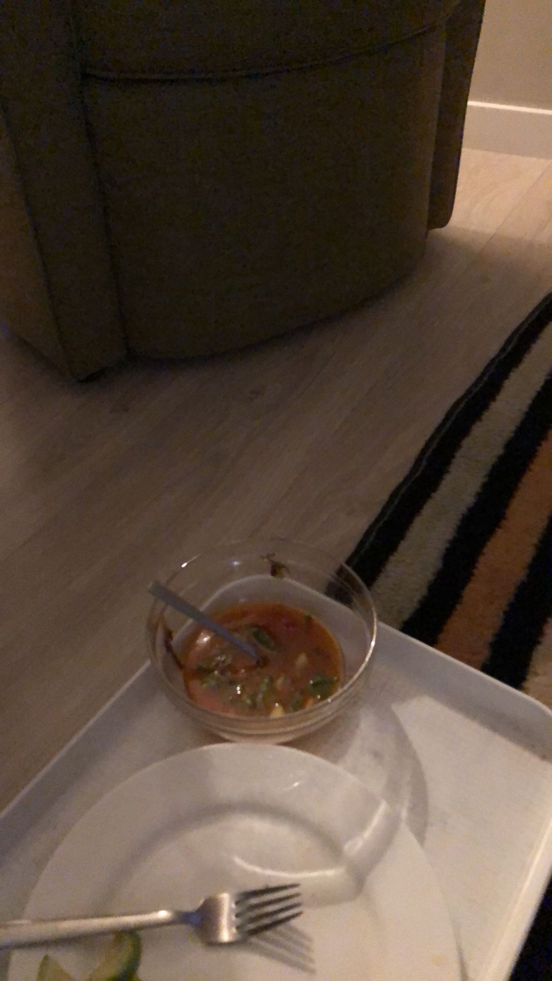 Vegetable soup and salad