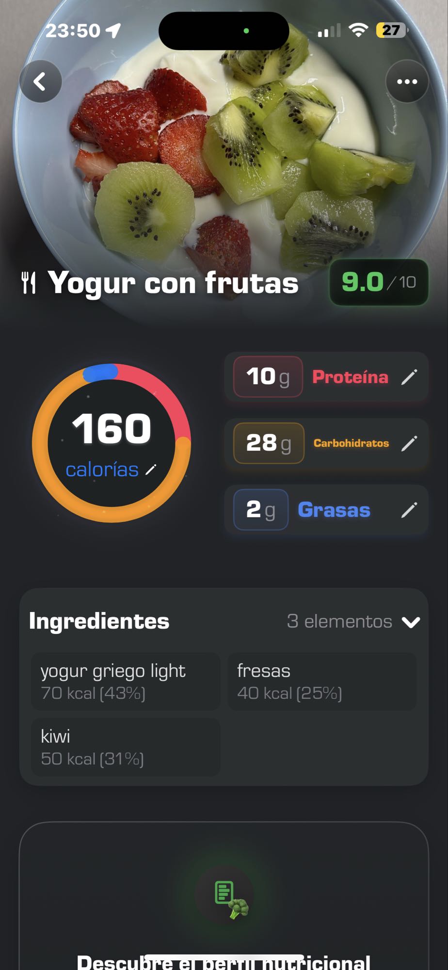 Yogur con frutas