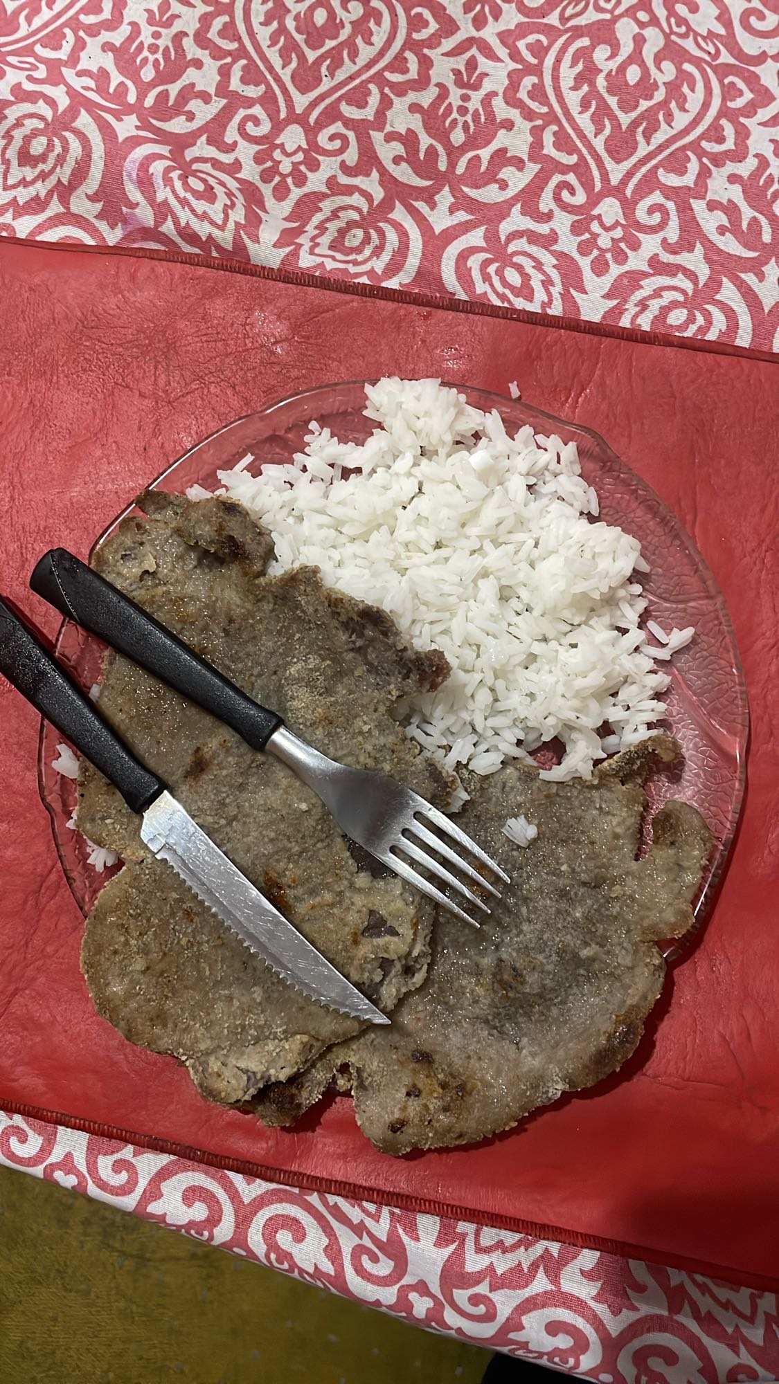 Milanesas empanizadas sin aceite con arroz