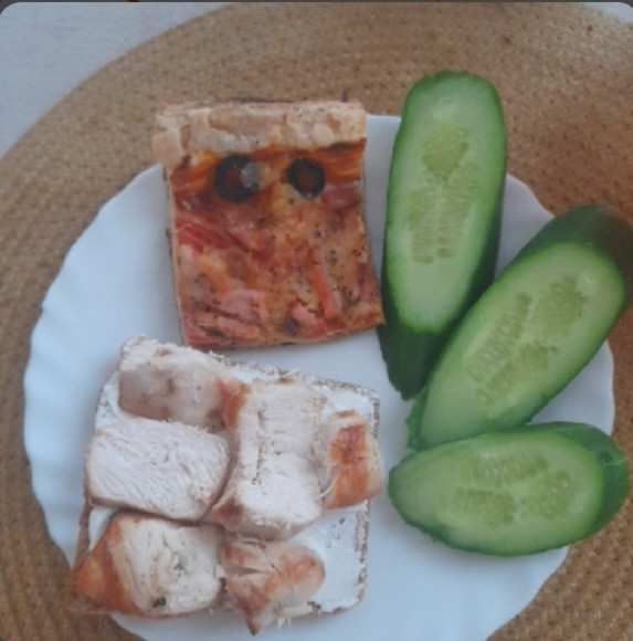 Chicken toast and pizza