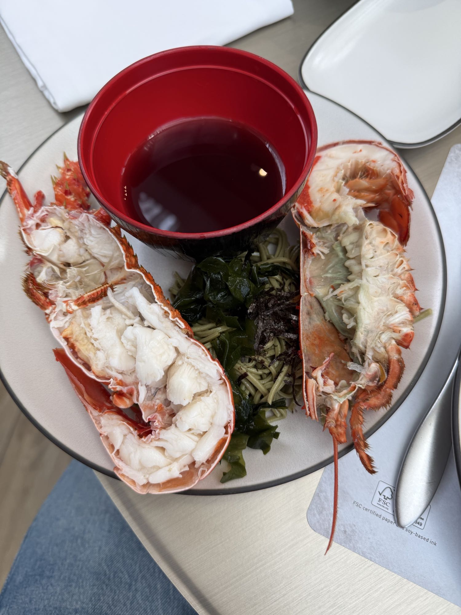 Lobster with seaweed soup