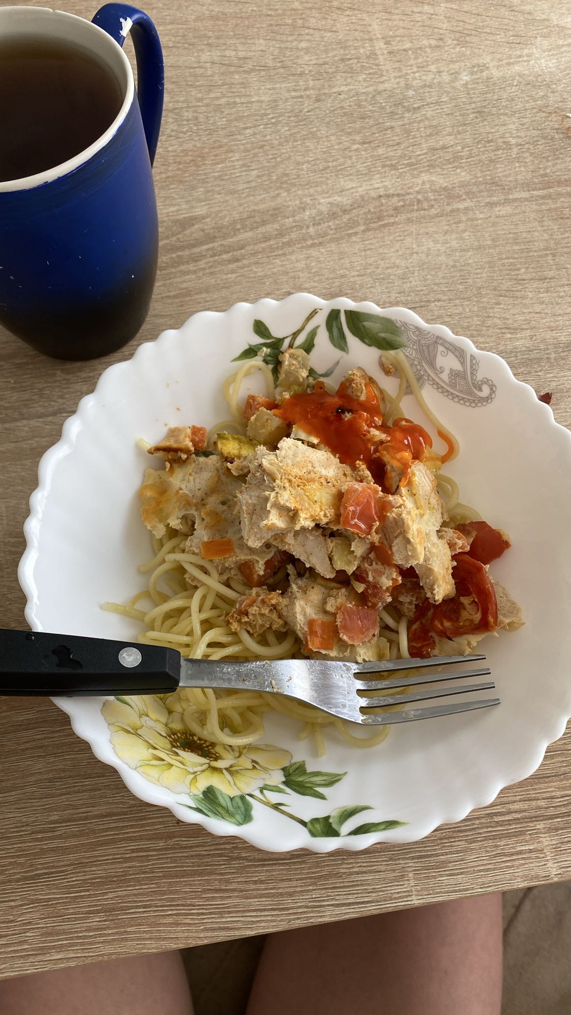 Спагетти с курицей