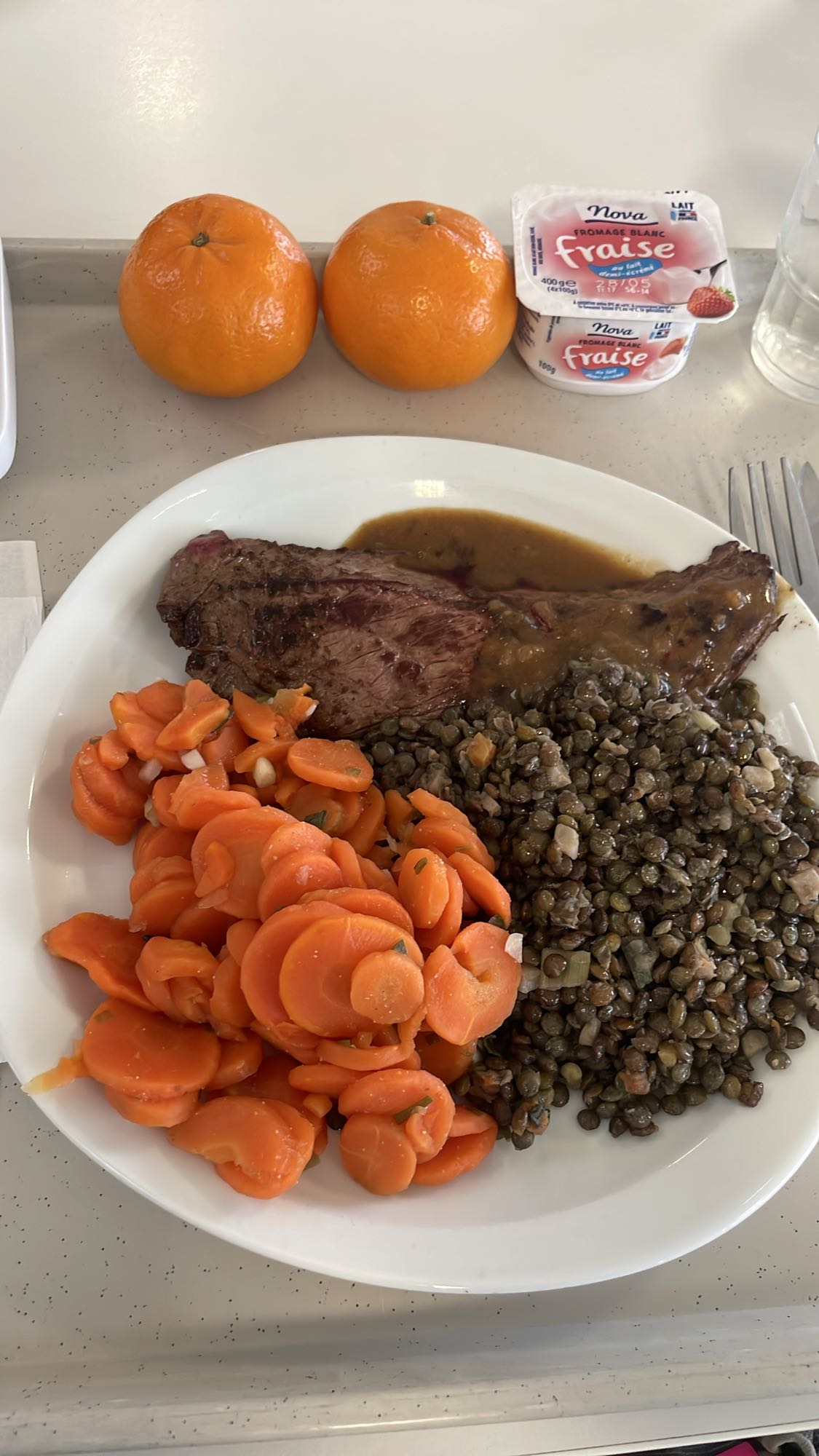 Steak lentilles carottes