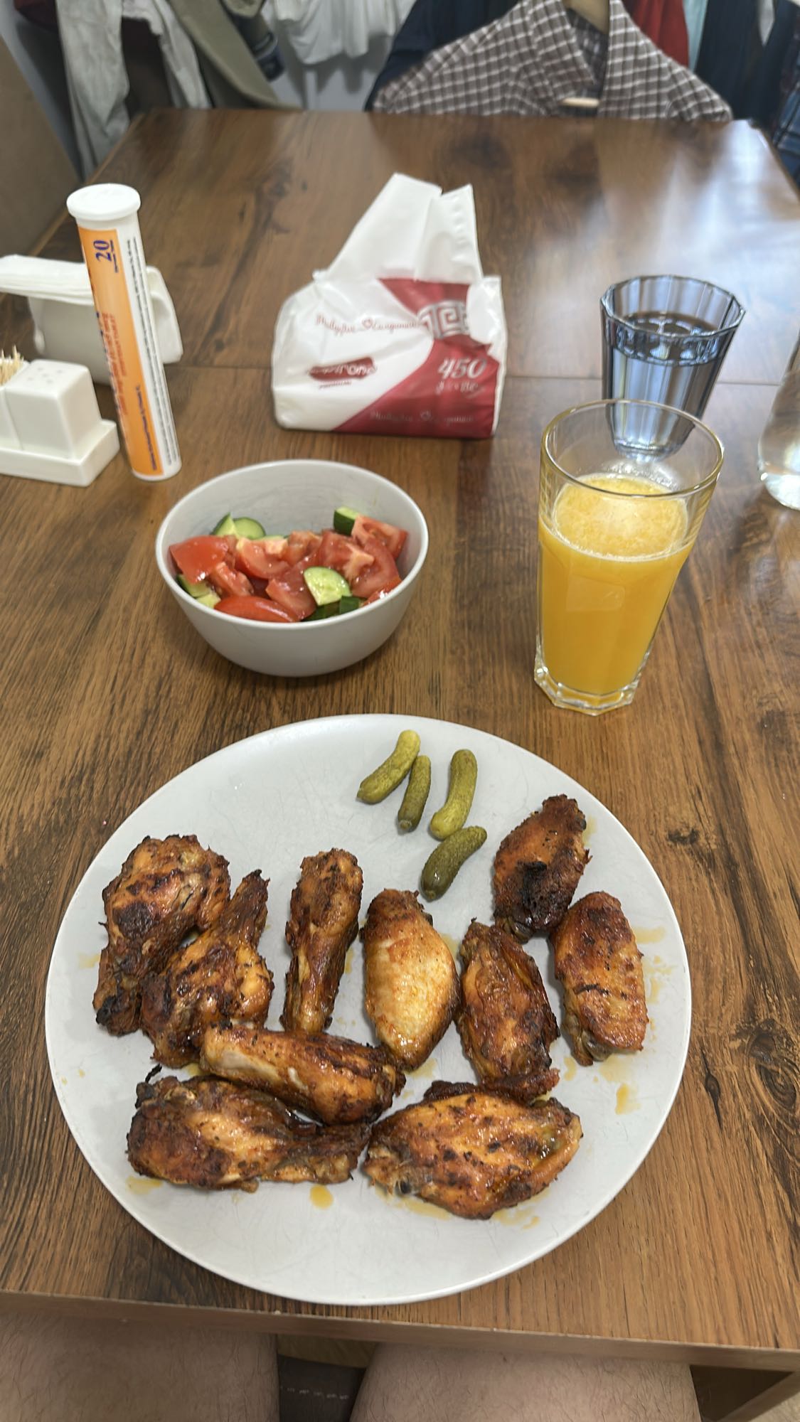 Chicken Wings with Salad