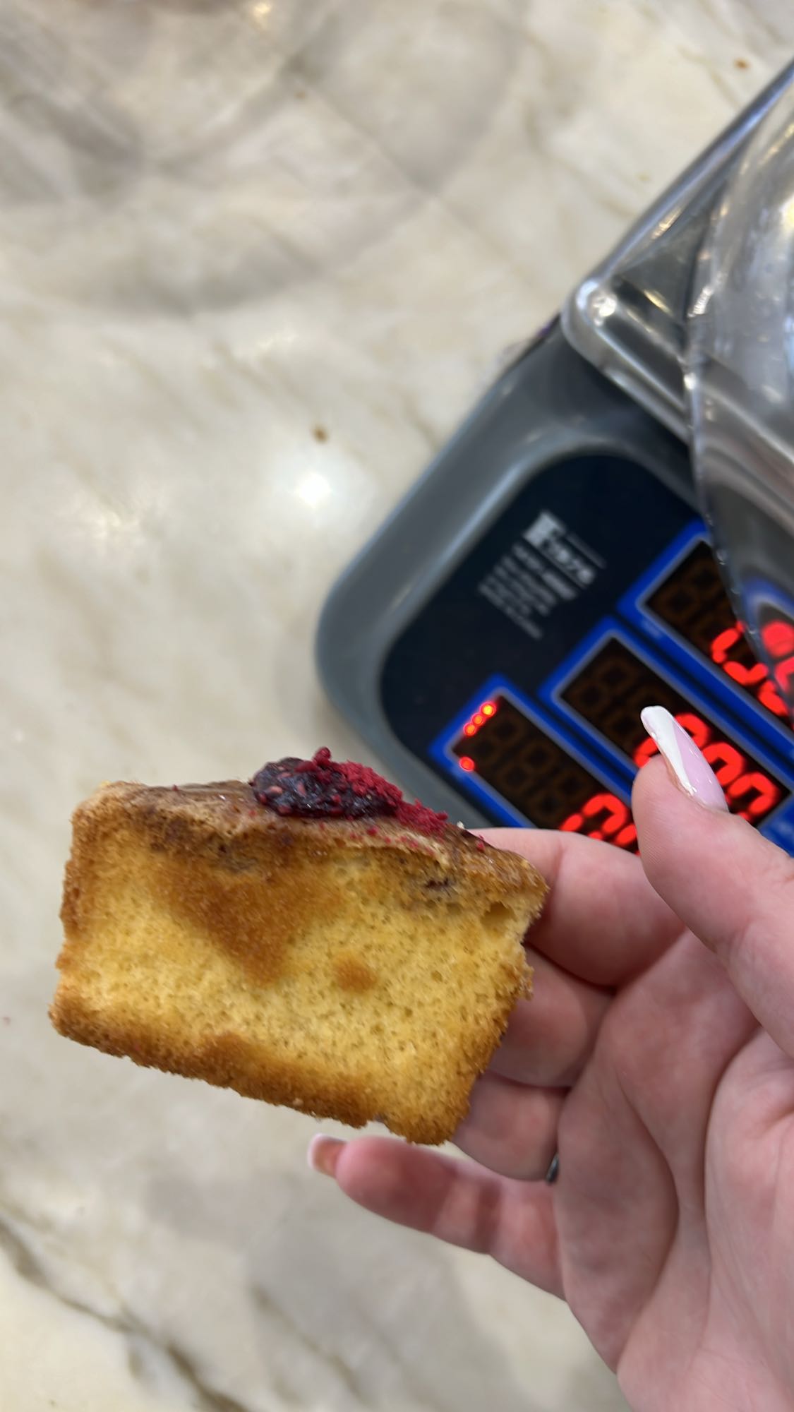 Berry pound cake slice