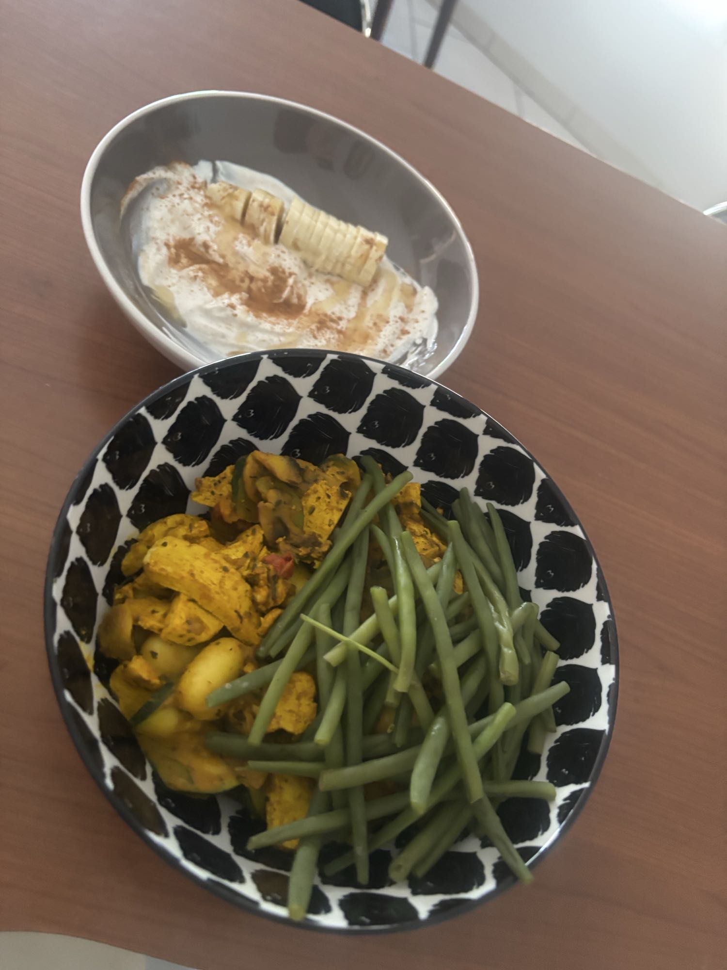 Tofu, légumes et dessert au fromage blanc