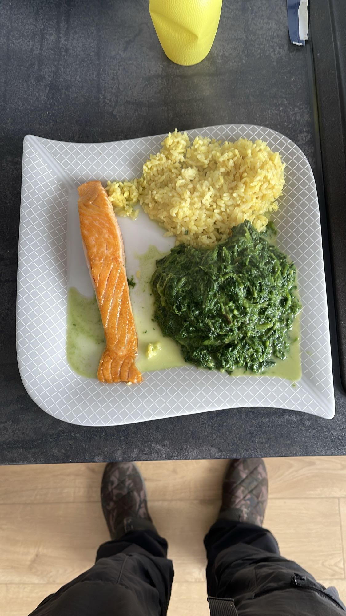 Saumon riz épinards