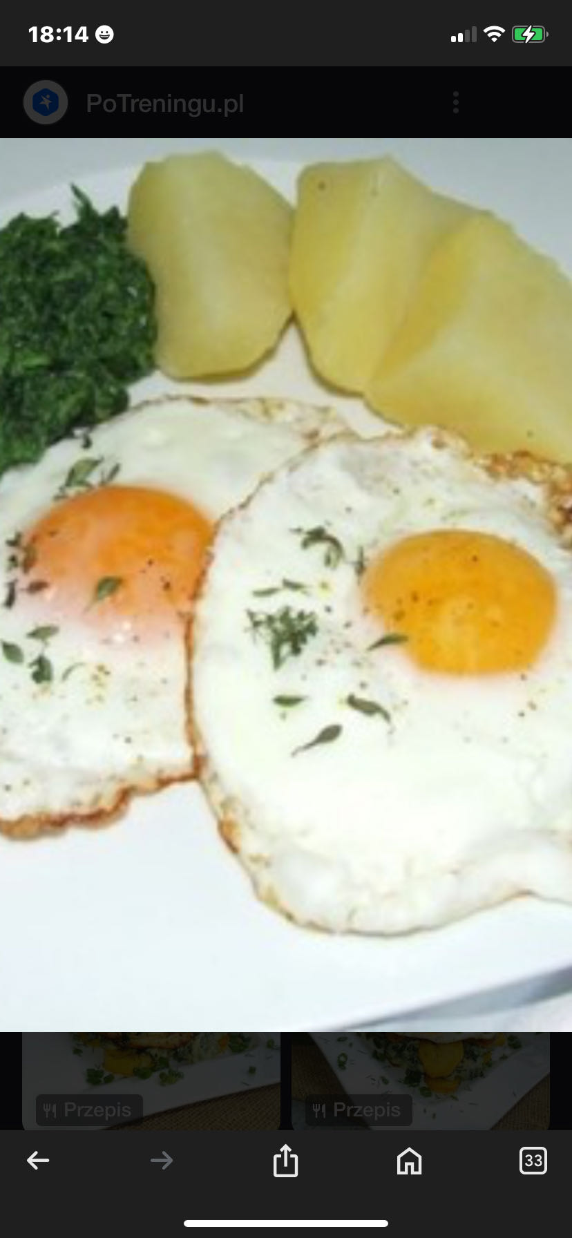 Jajka z ziemniakami i szpinakiem