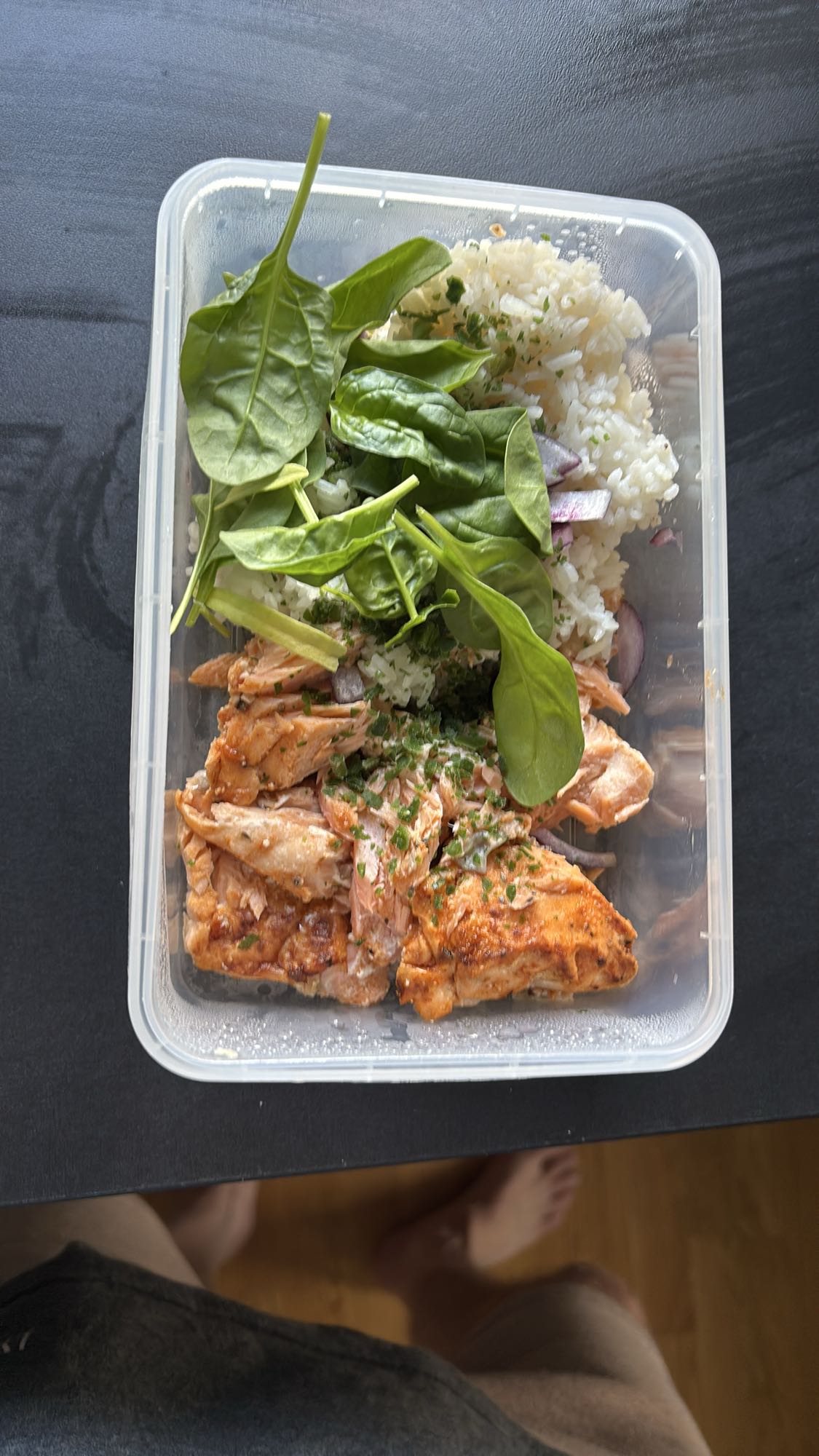 Kyckling med ris och spenat