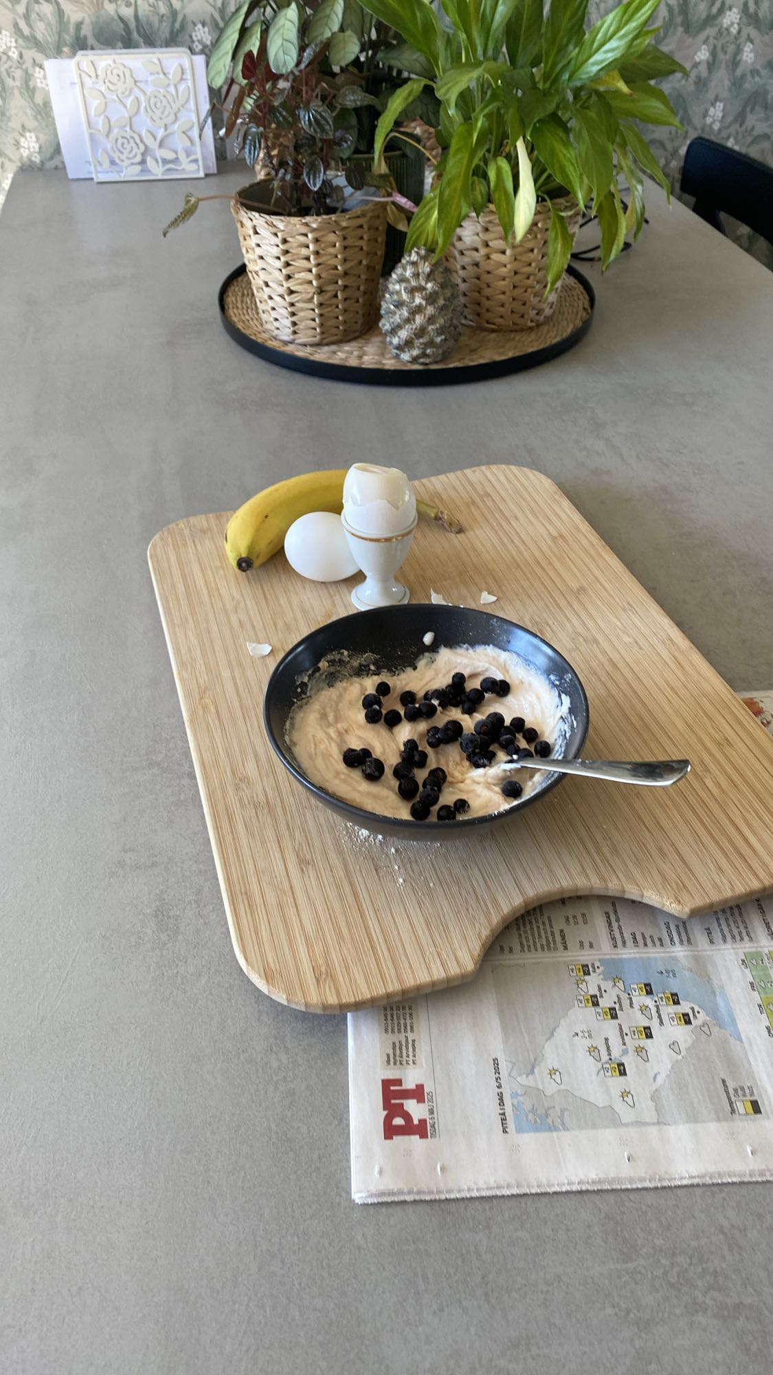 Kvarg med ägg, proteinpulver och banan