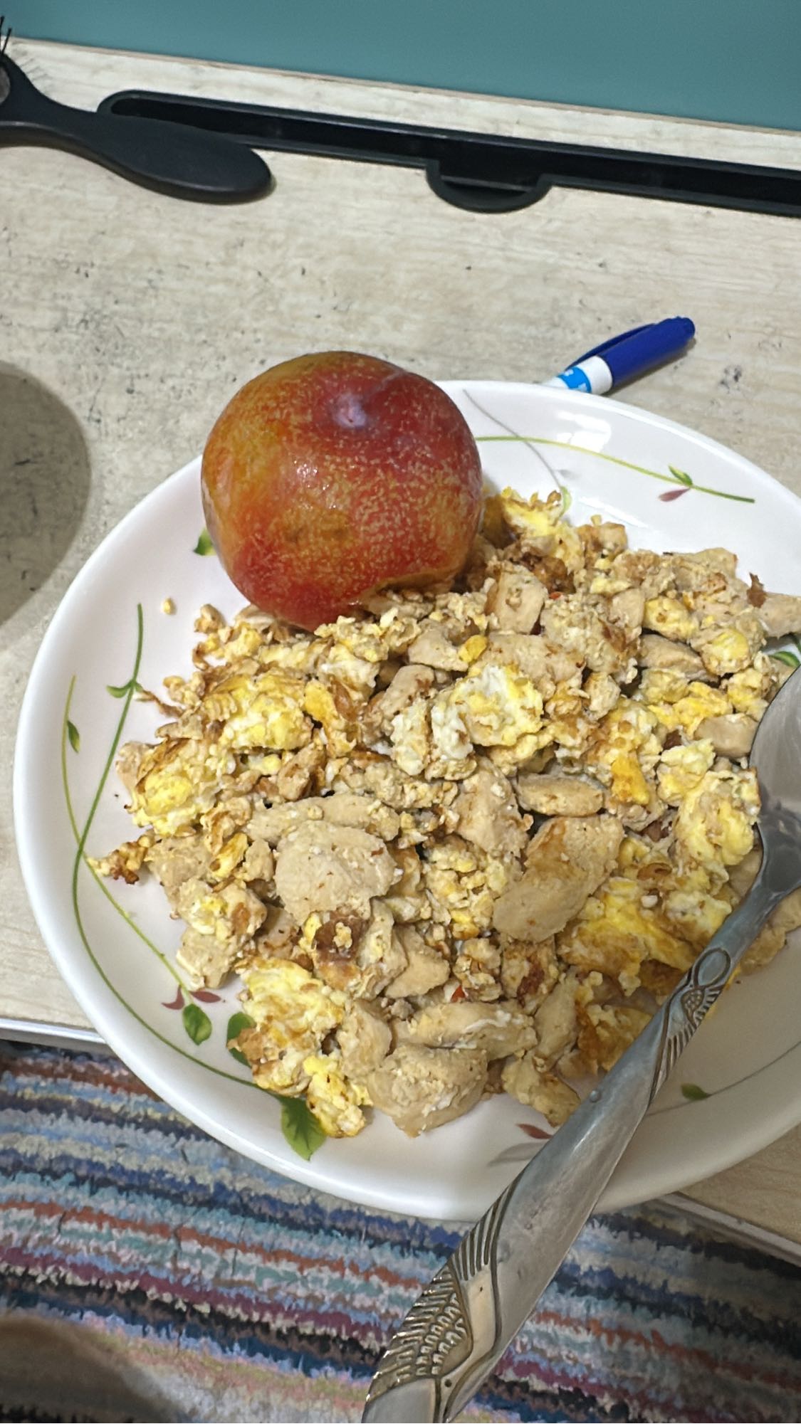 Chicken egg scramble & plum