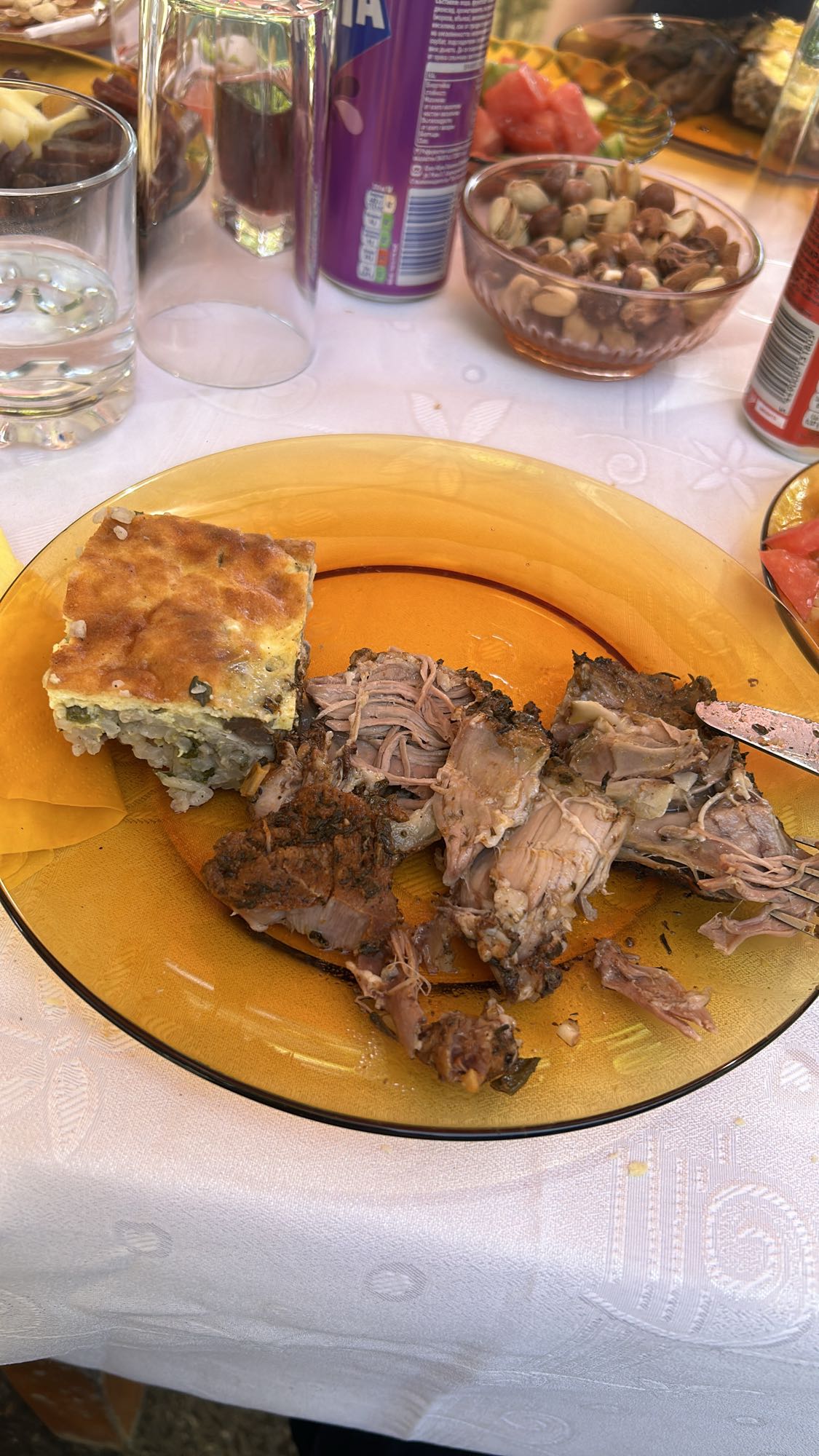 Roast lamb with rice pie