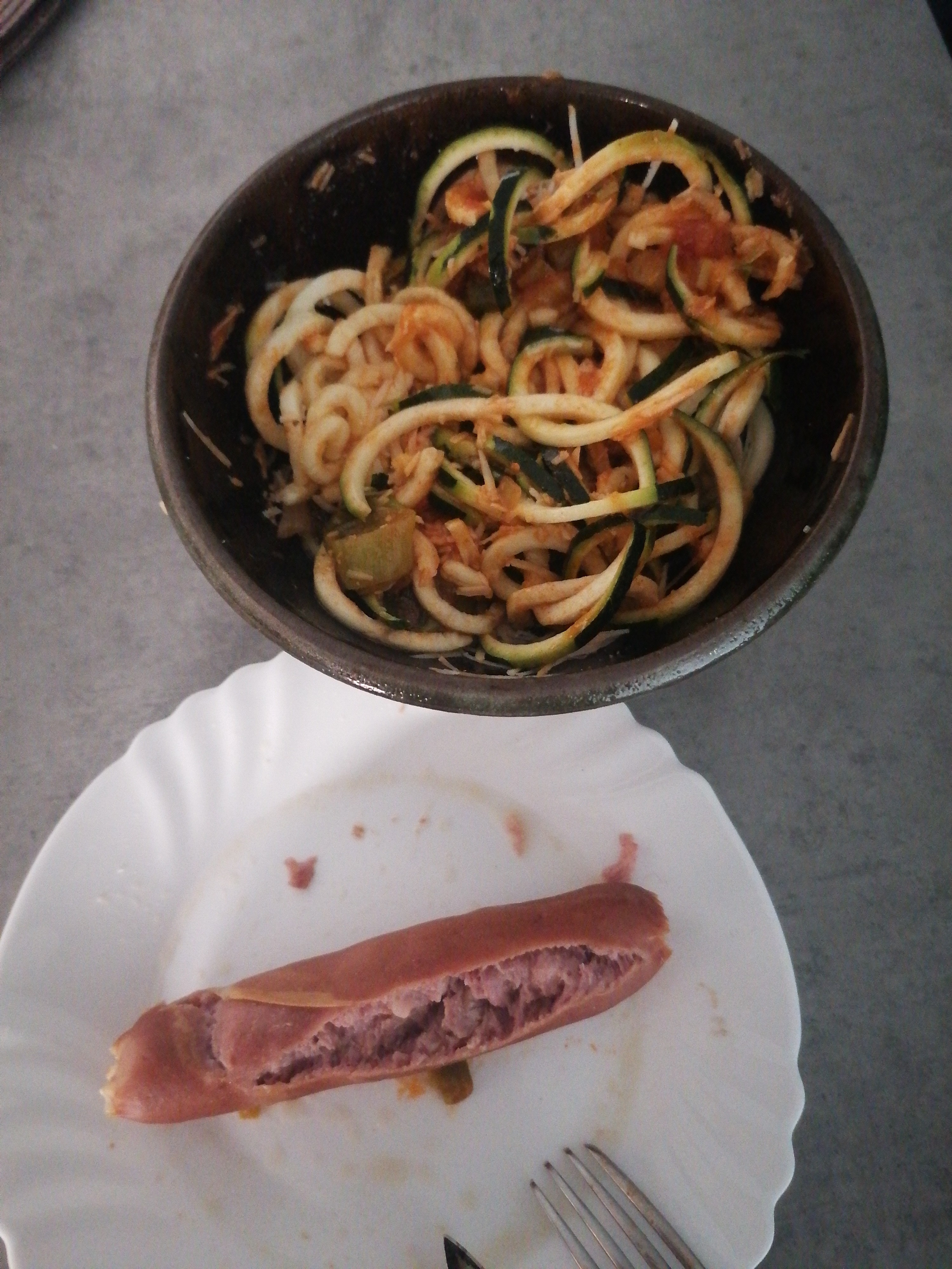 Zoodle bowl with sausage