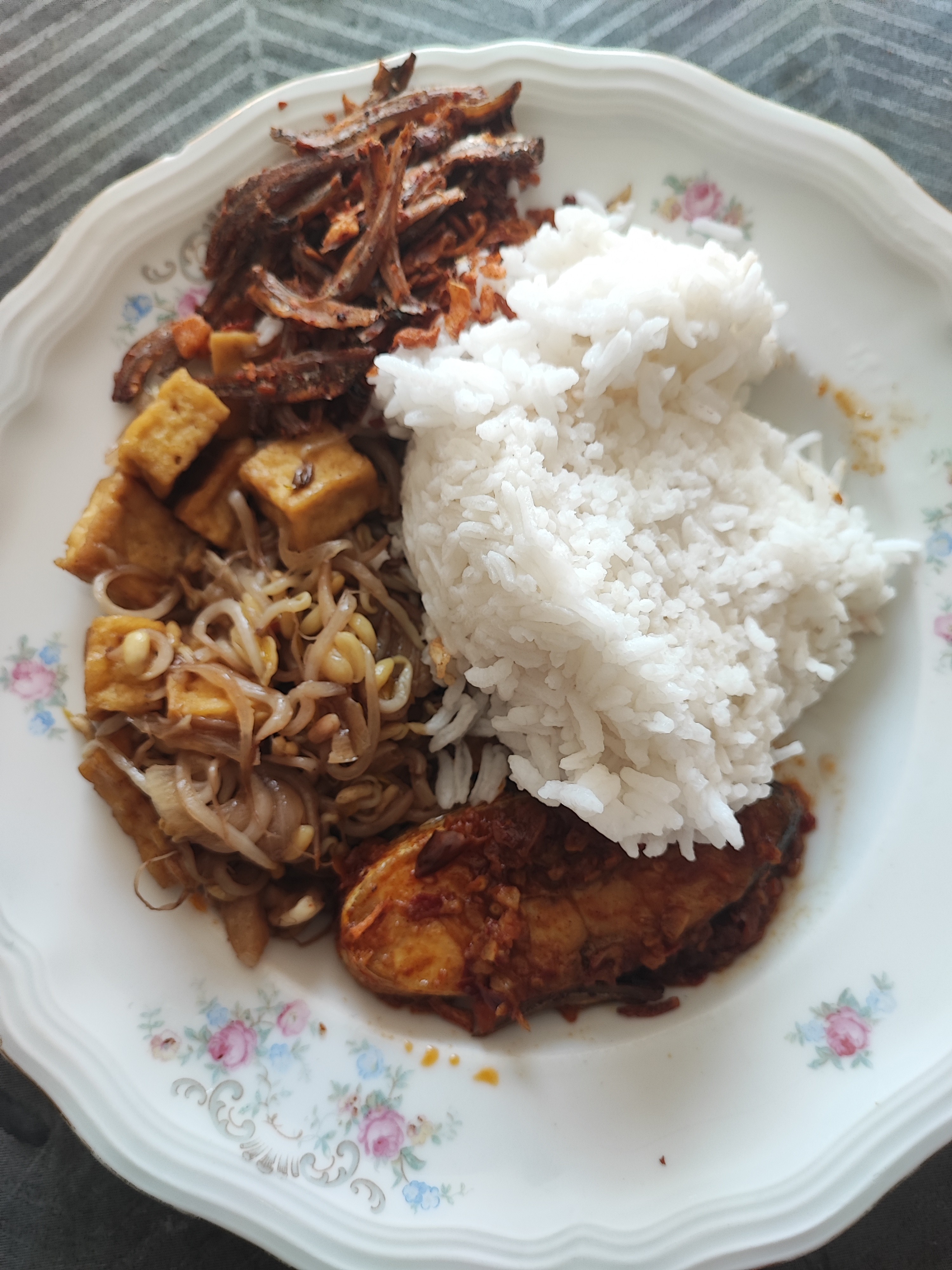 Rice with fish and tofu