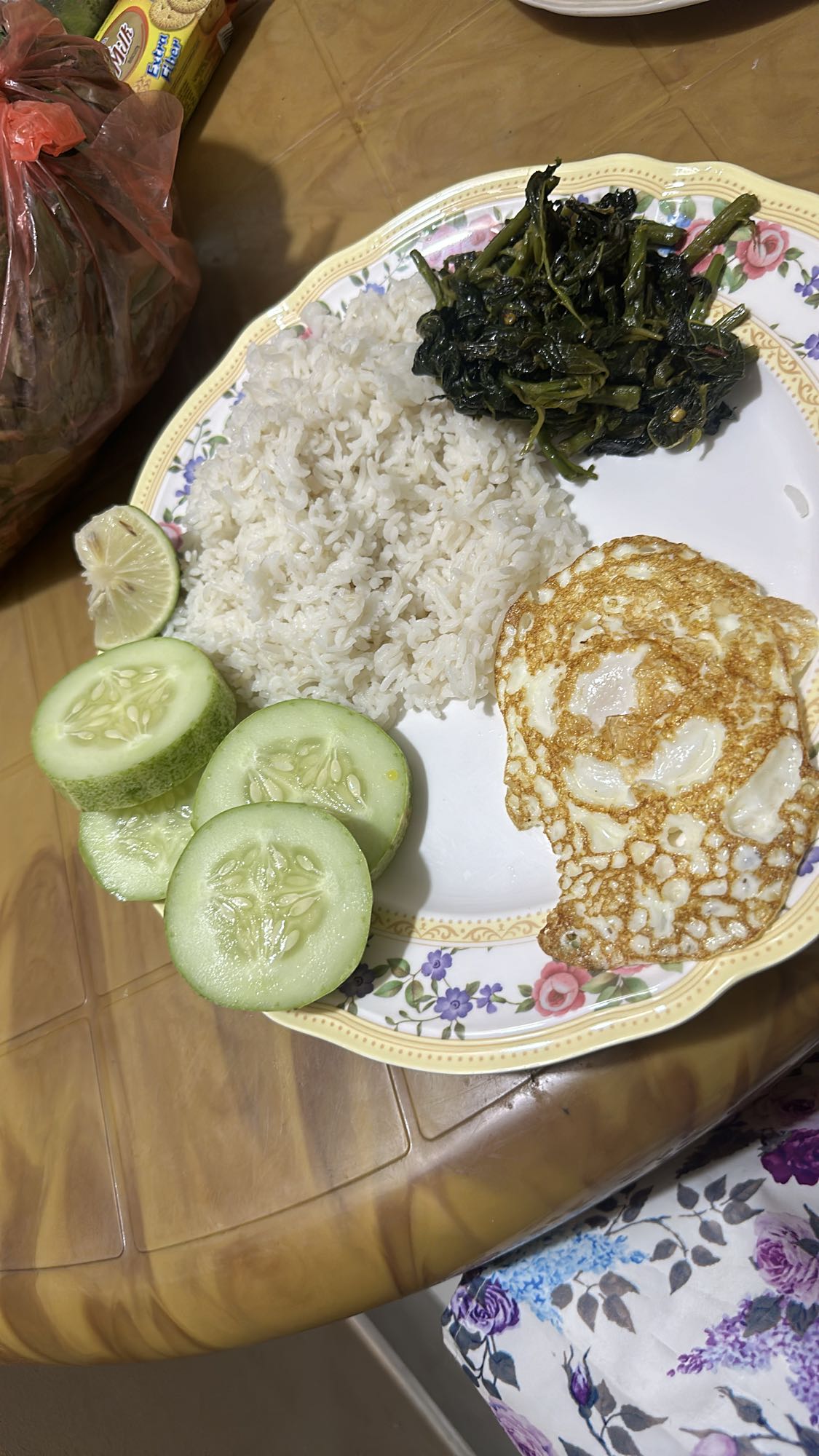 Rice Egg Veggie Plate