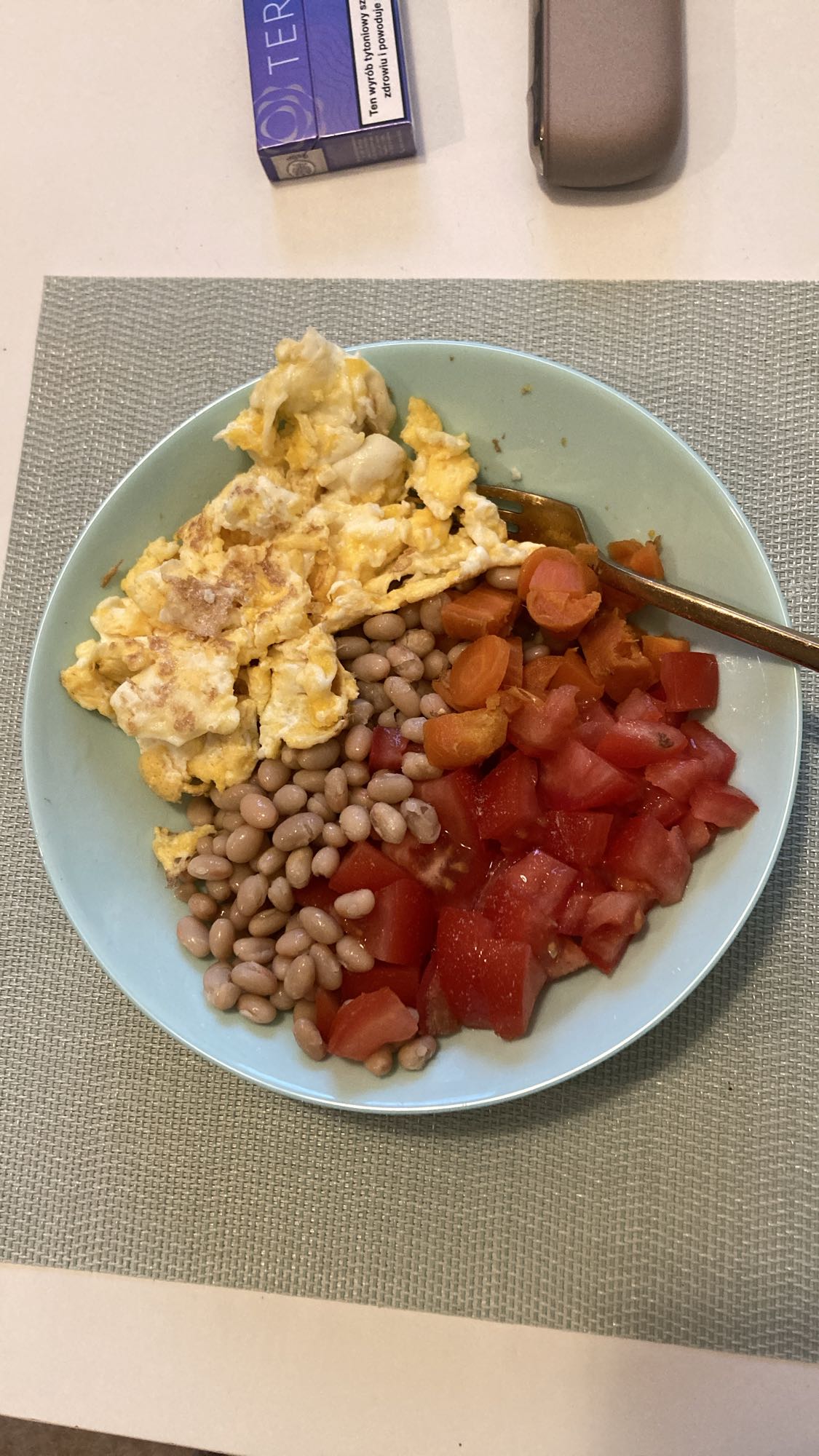 Eggs with beans and veg