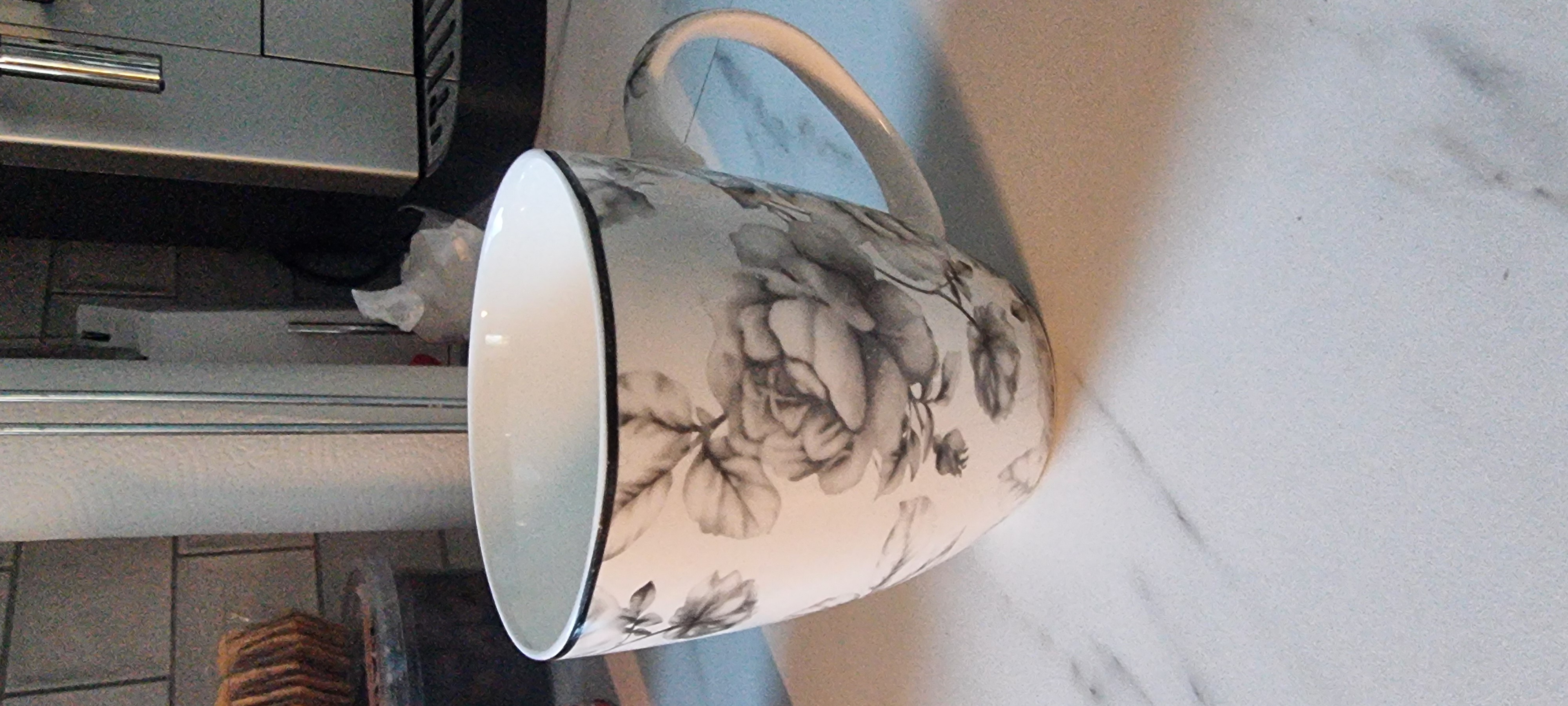 Empty floral mug