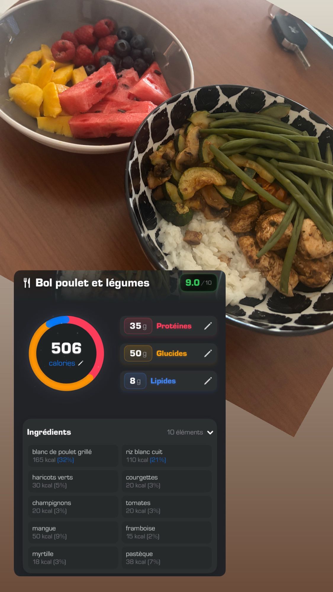 Bol poulet et légumes