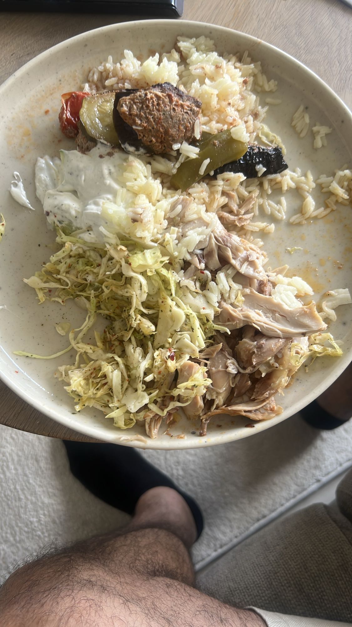 Nötfärs med ris och sallad