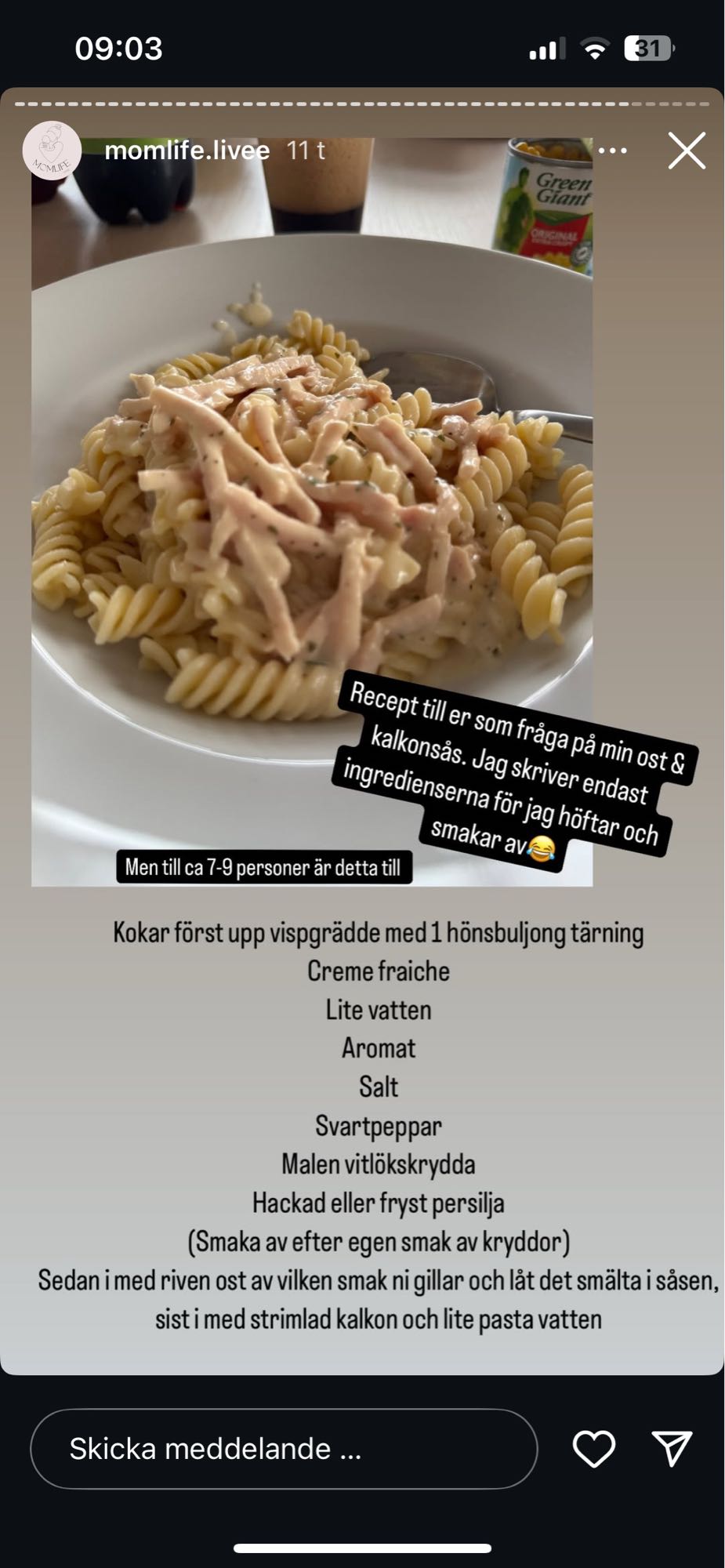 Ost- och kalkonpasta