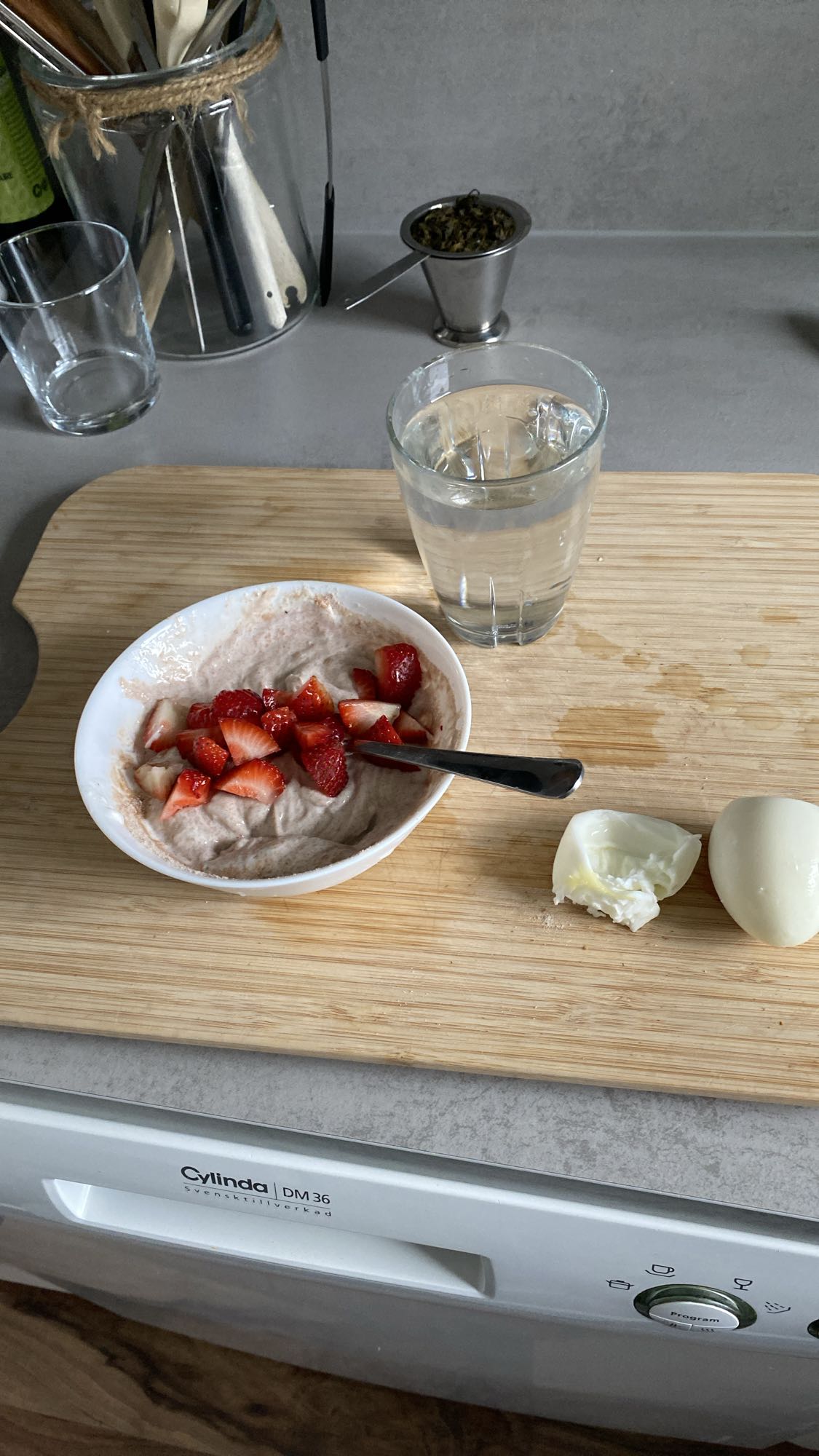 Frukost med ägg, kvarg och proteinpulver