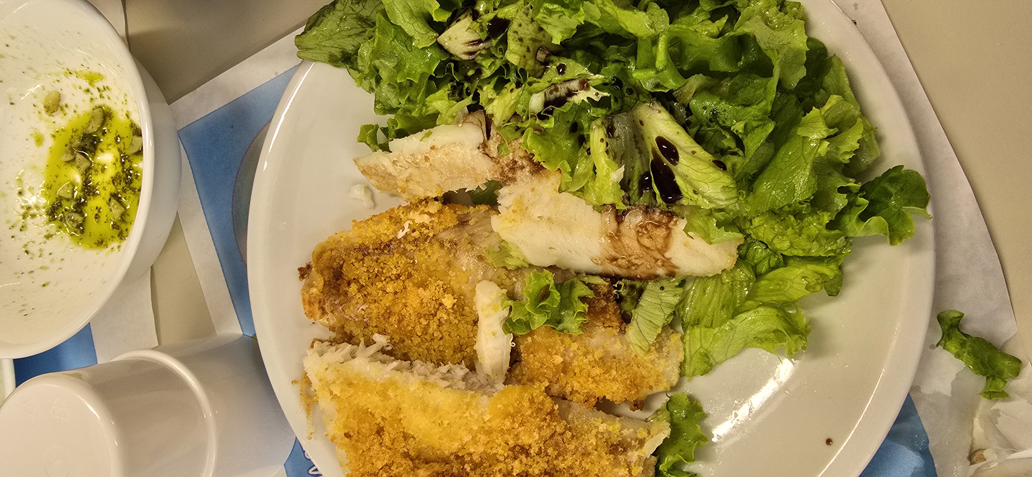 Breaded Fish with Salad