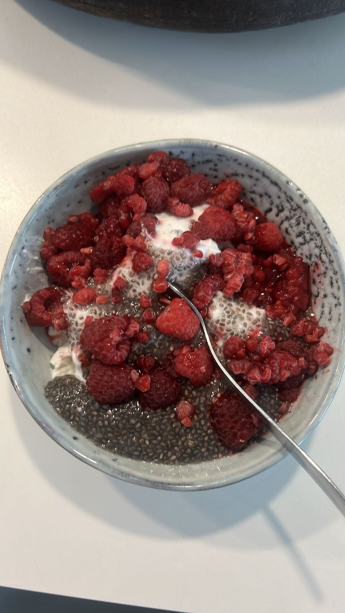 Chiapudding med hallon