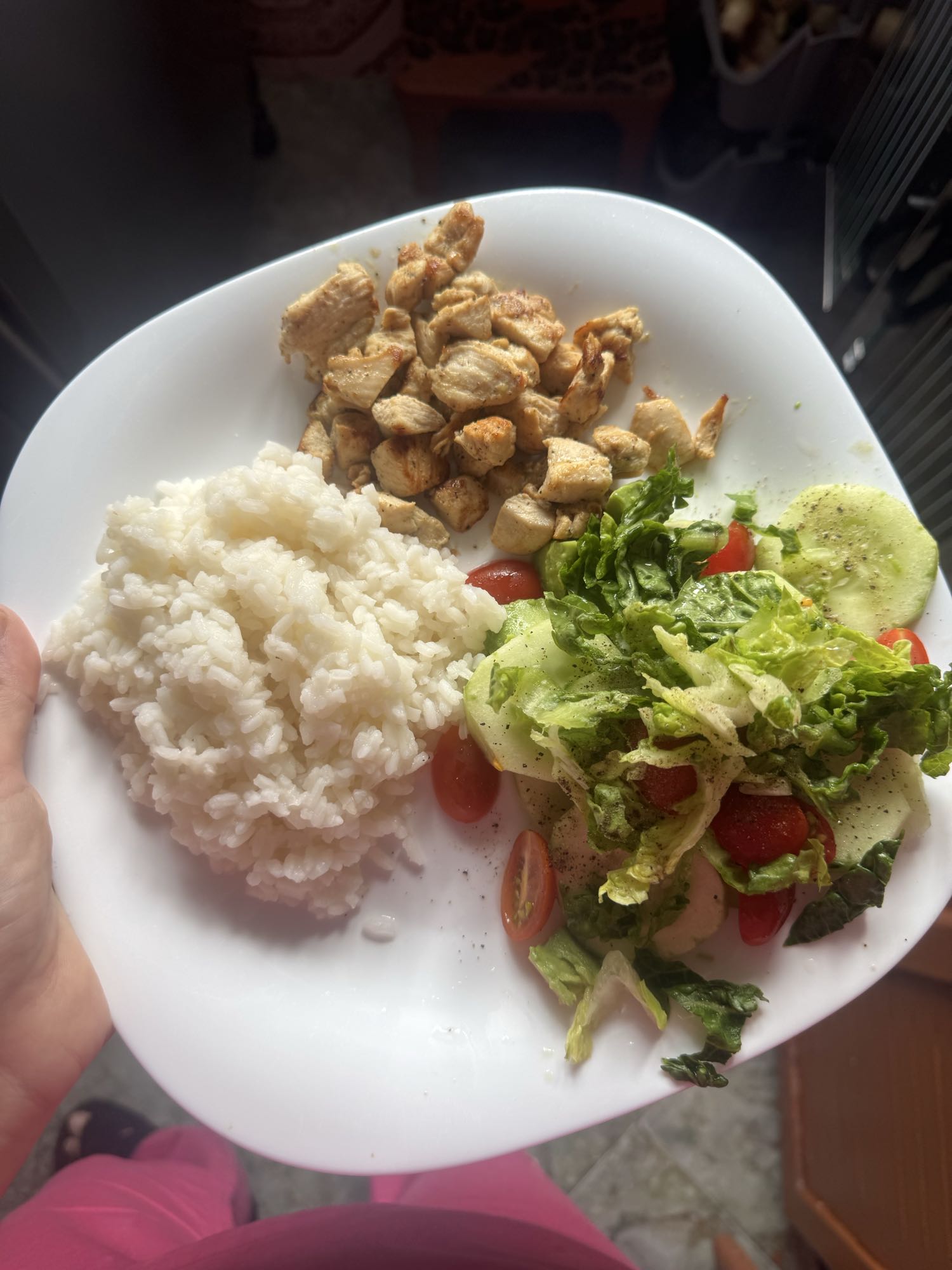 Poulet riz et salade