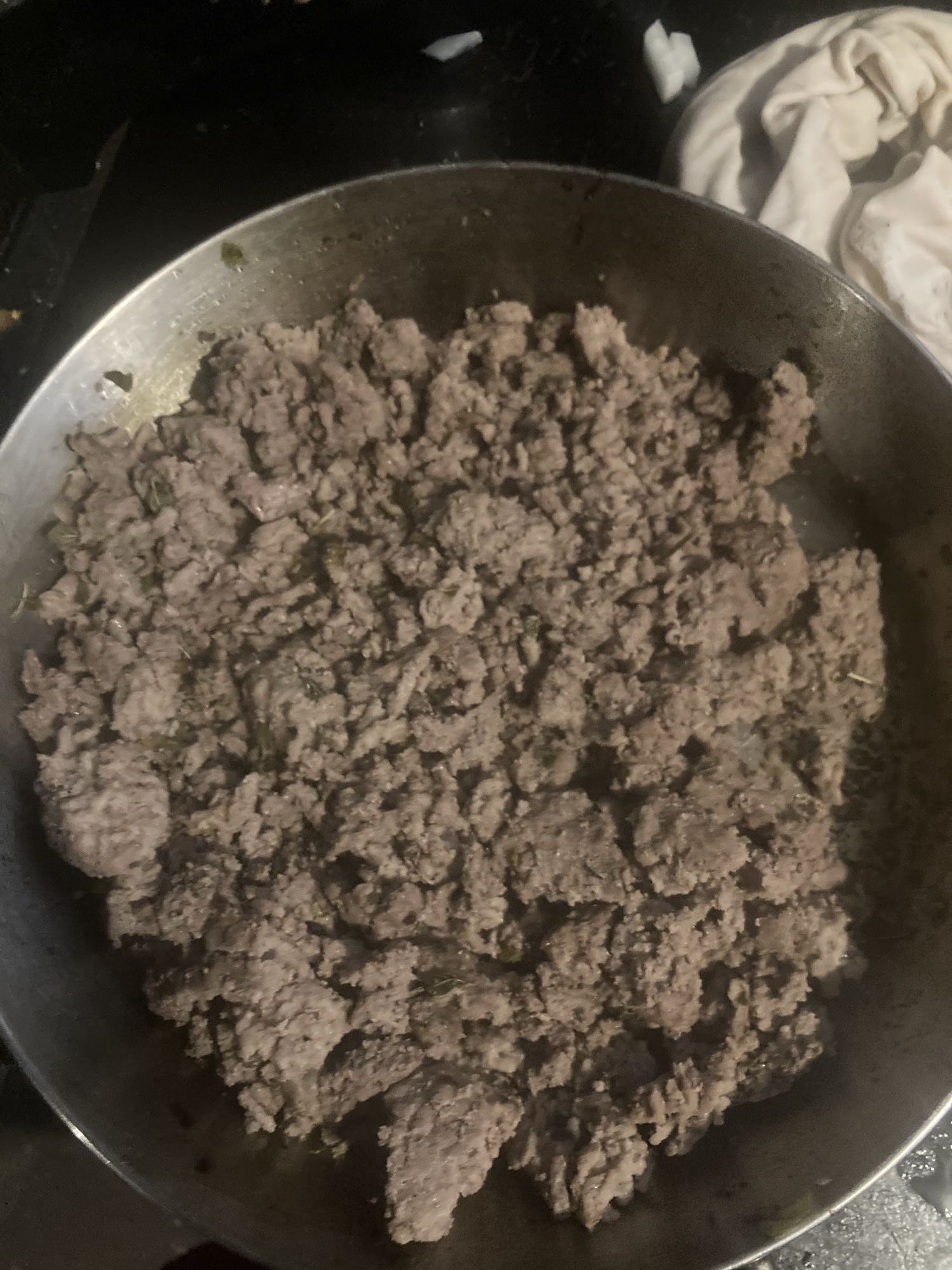 Carne molida cocida sin grasa