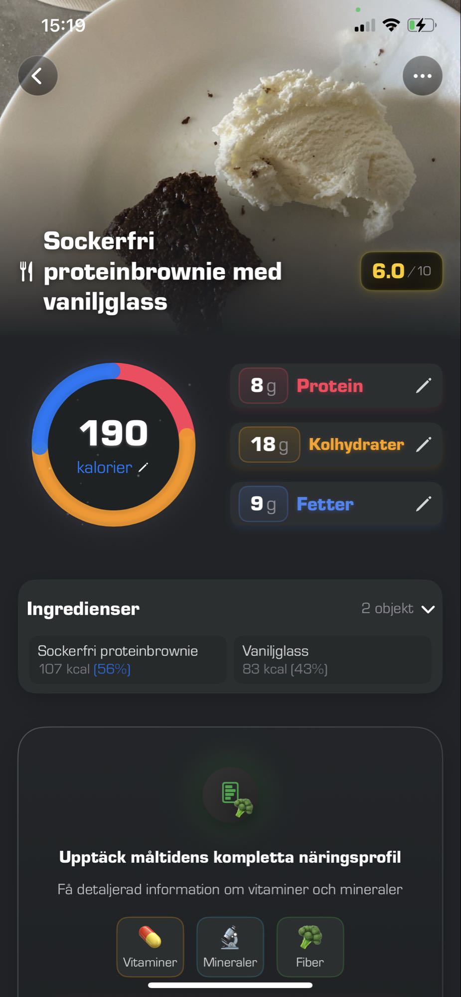 Proteinbrownie med glass