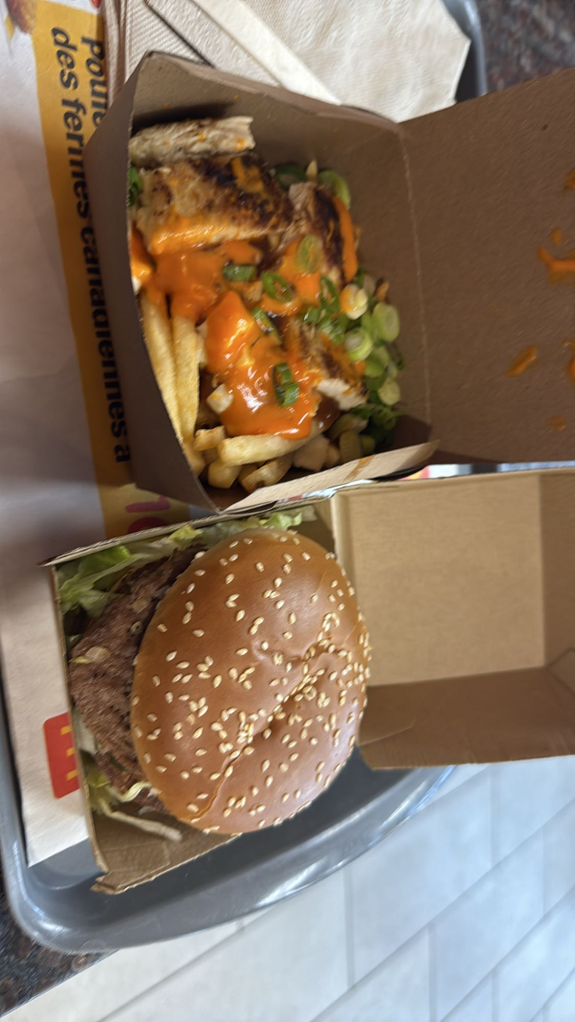 Burger et frites garnies