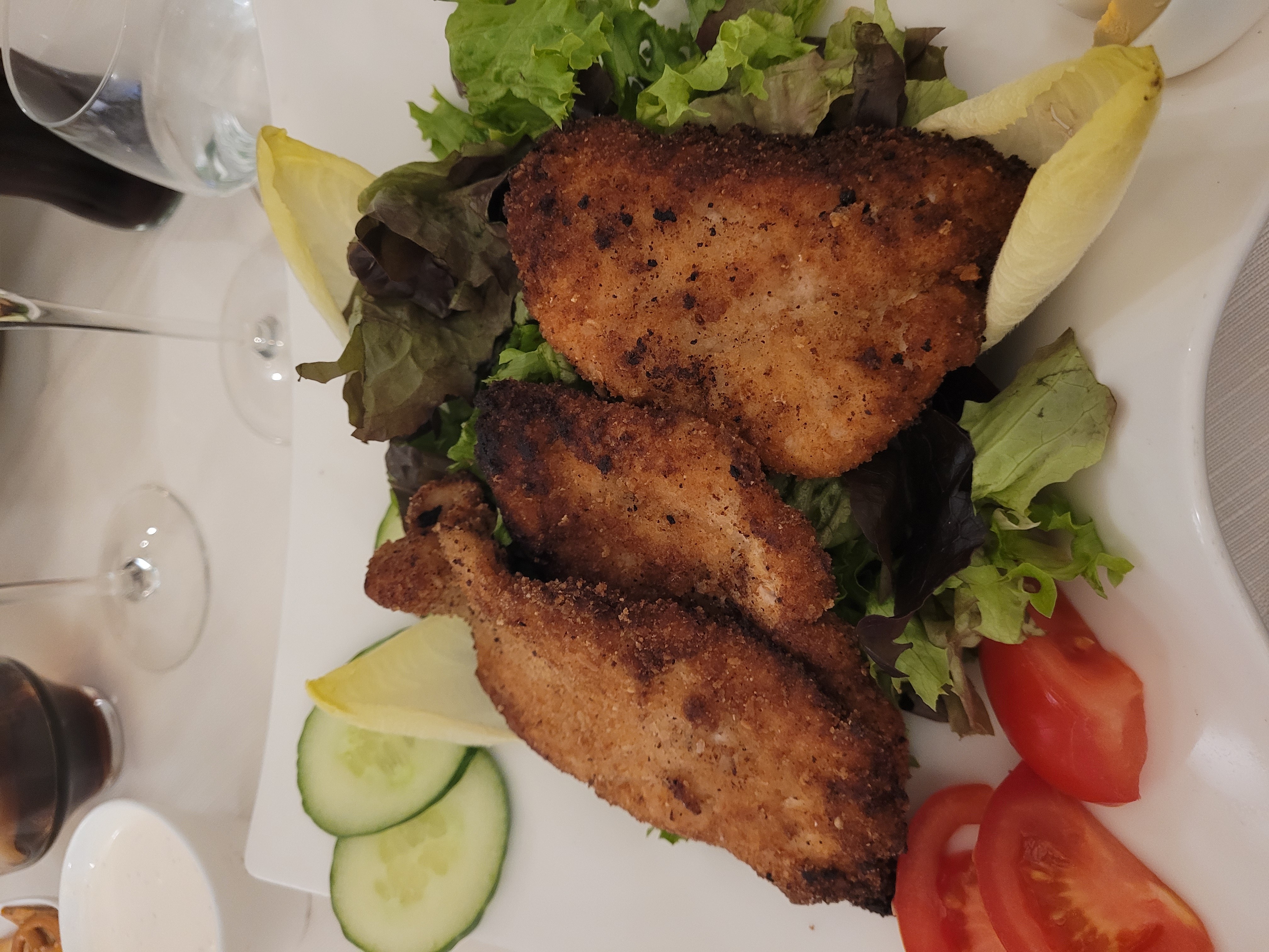 Escalope panée salade