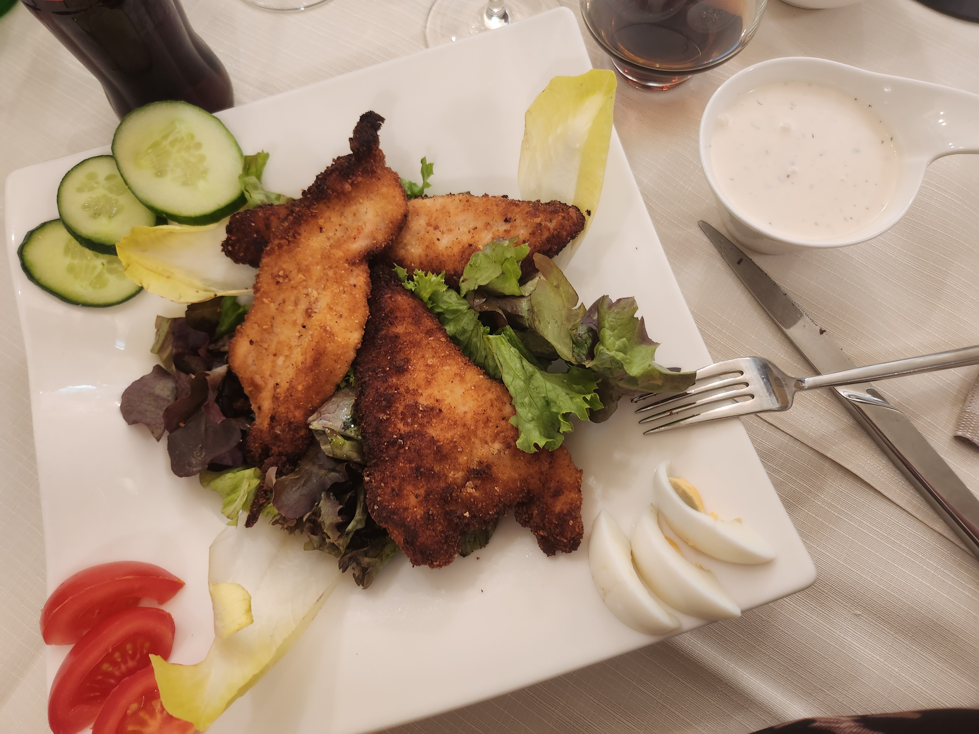 Salade poulet pané
