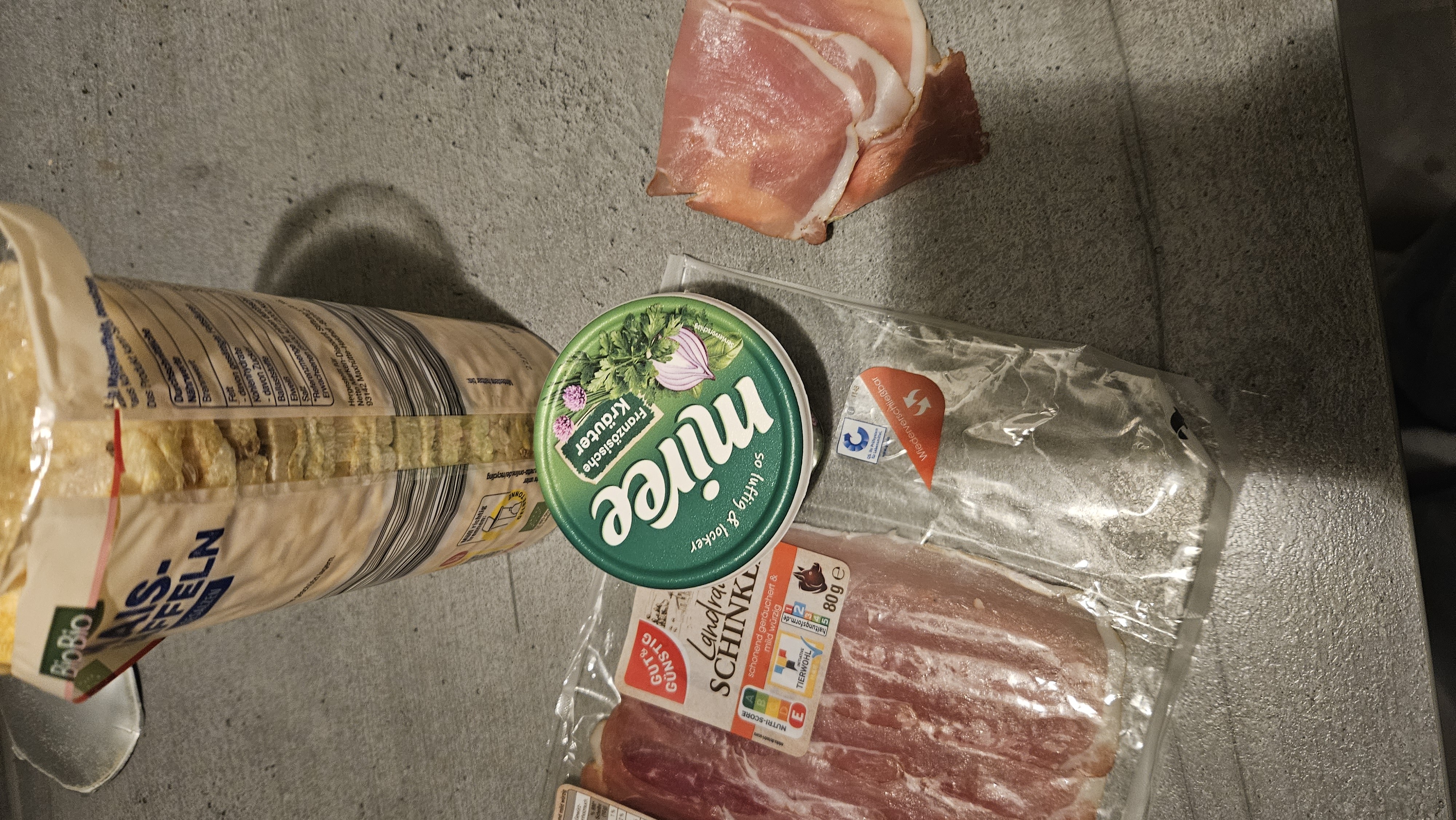 Reiswaffeln mit Schinken