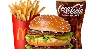 Menu burger frites soda