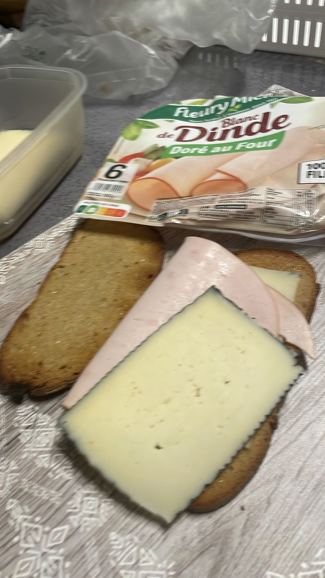 Tartine dinde fromage