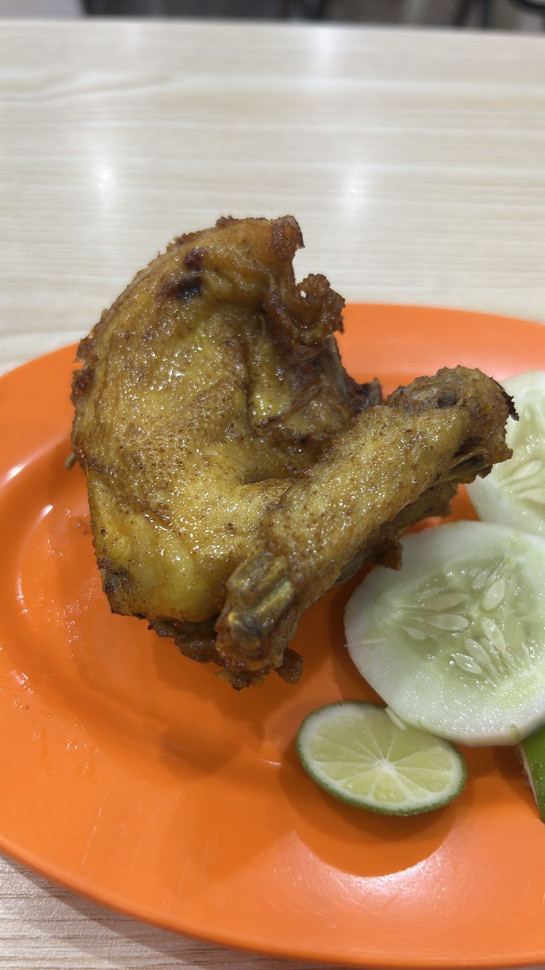 Fried chicken with cucumber