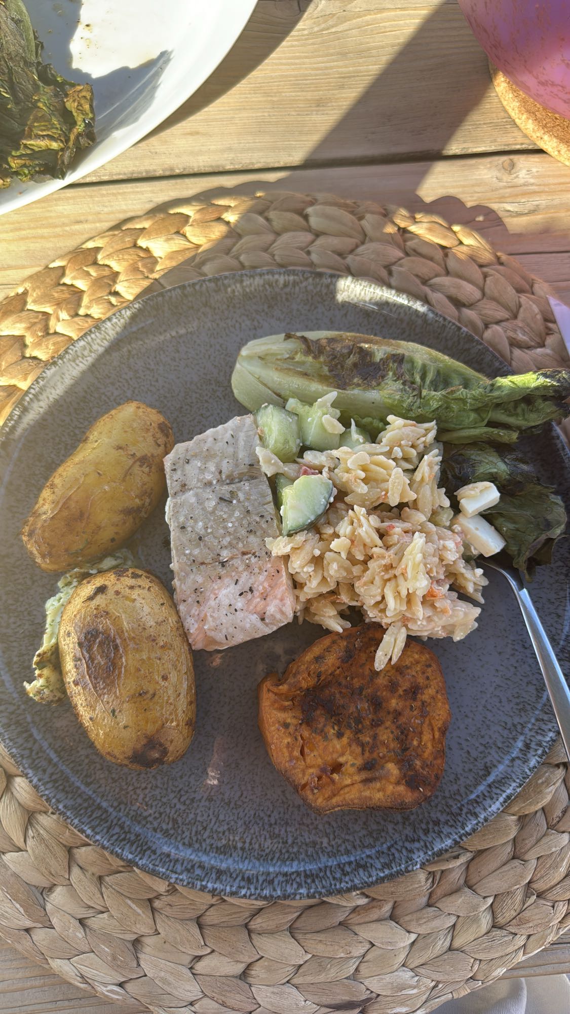 Grilled salmon plate