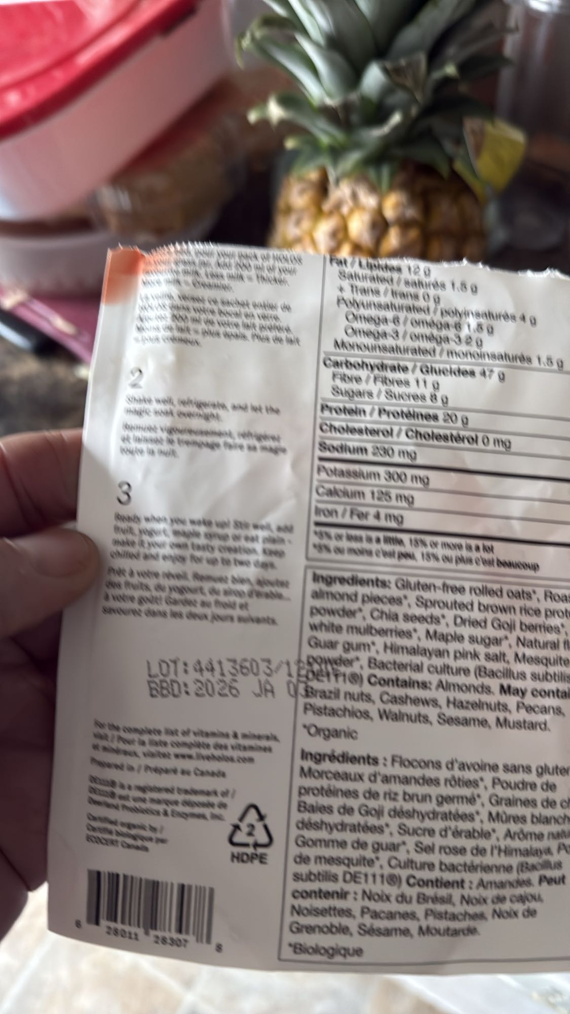 Bol avoine amandes et fruits