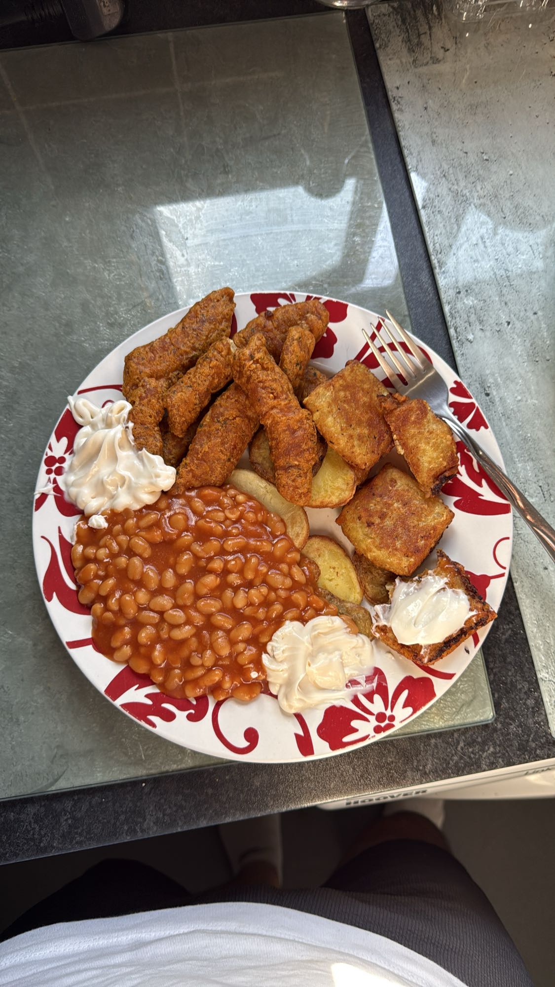 Chicken, beans, potatoes