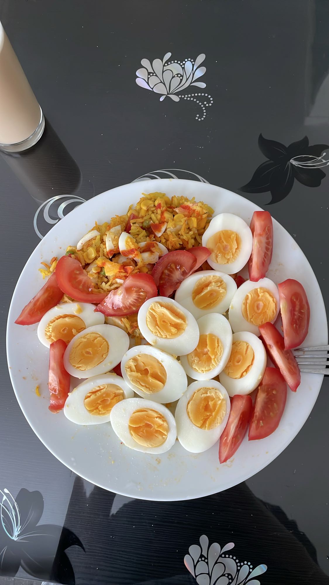 Ägg och ris tallrik