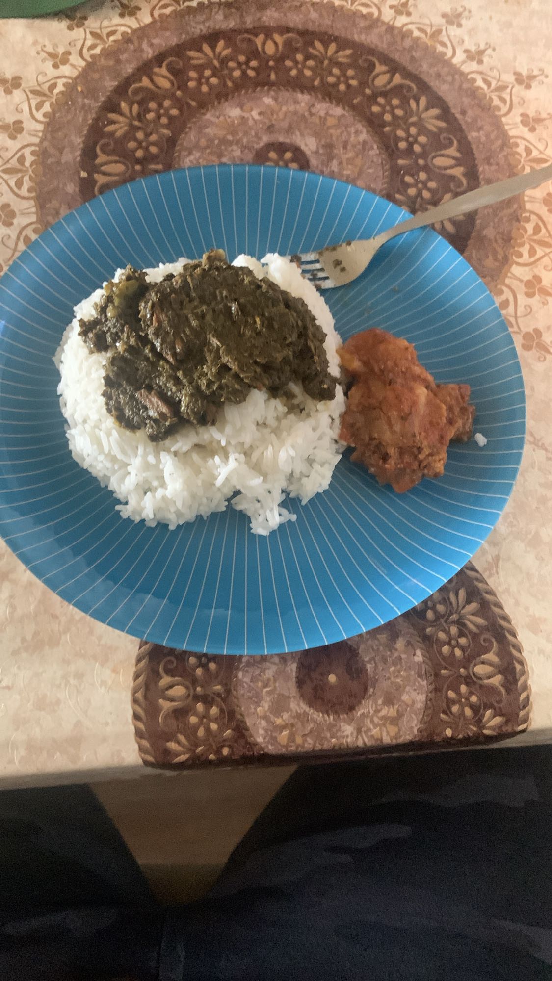 Rijst met spinazie en kip