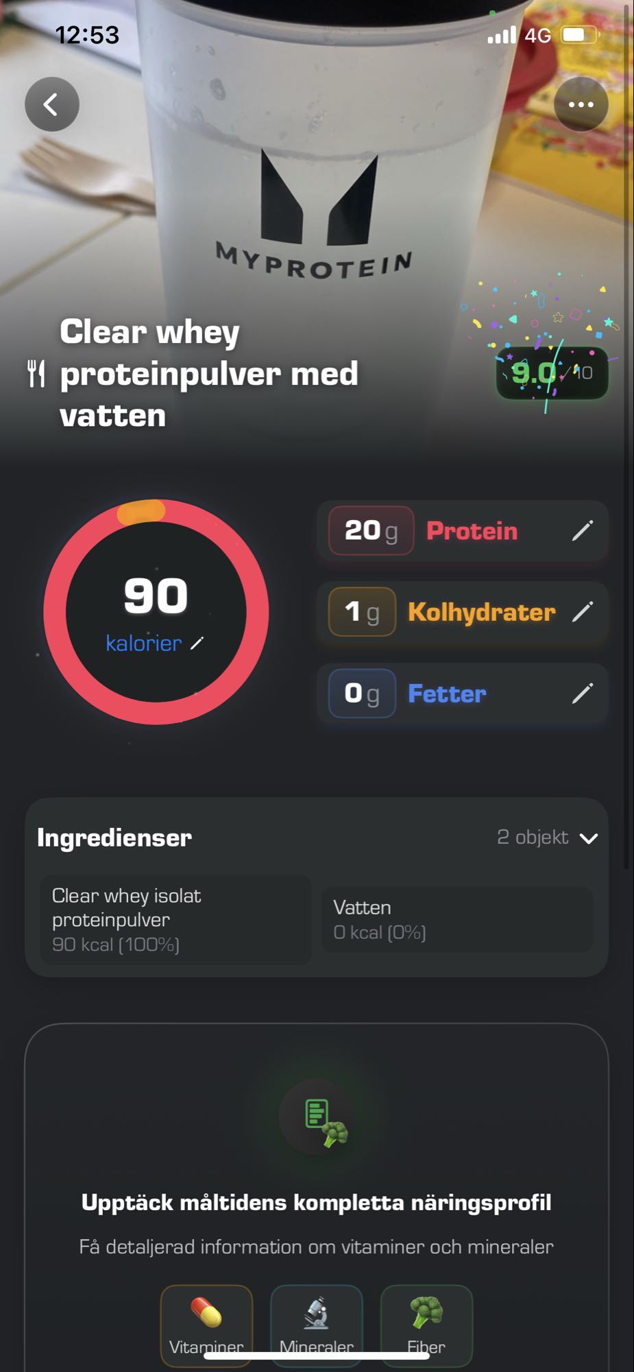 Proteindryck med vatten