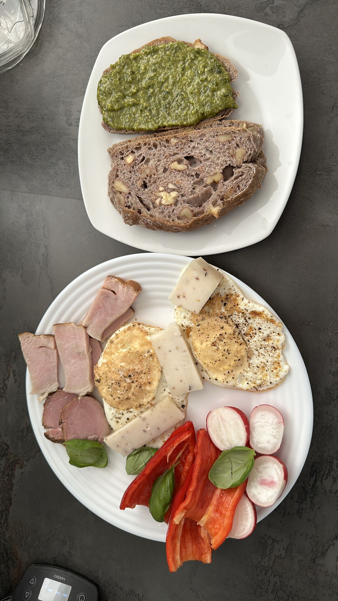 Eggs, Bread, Veggies Plate